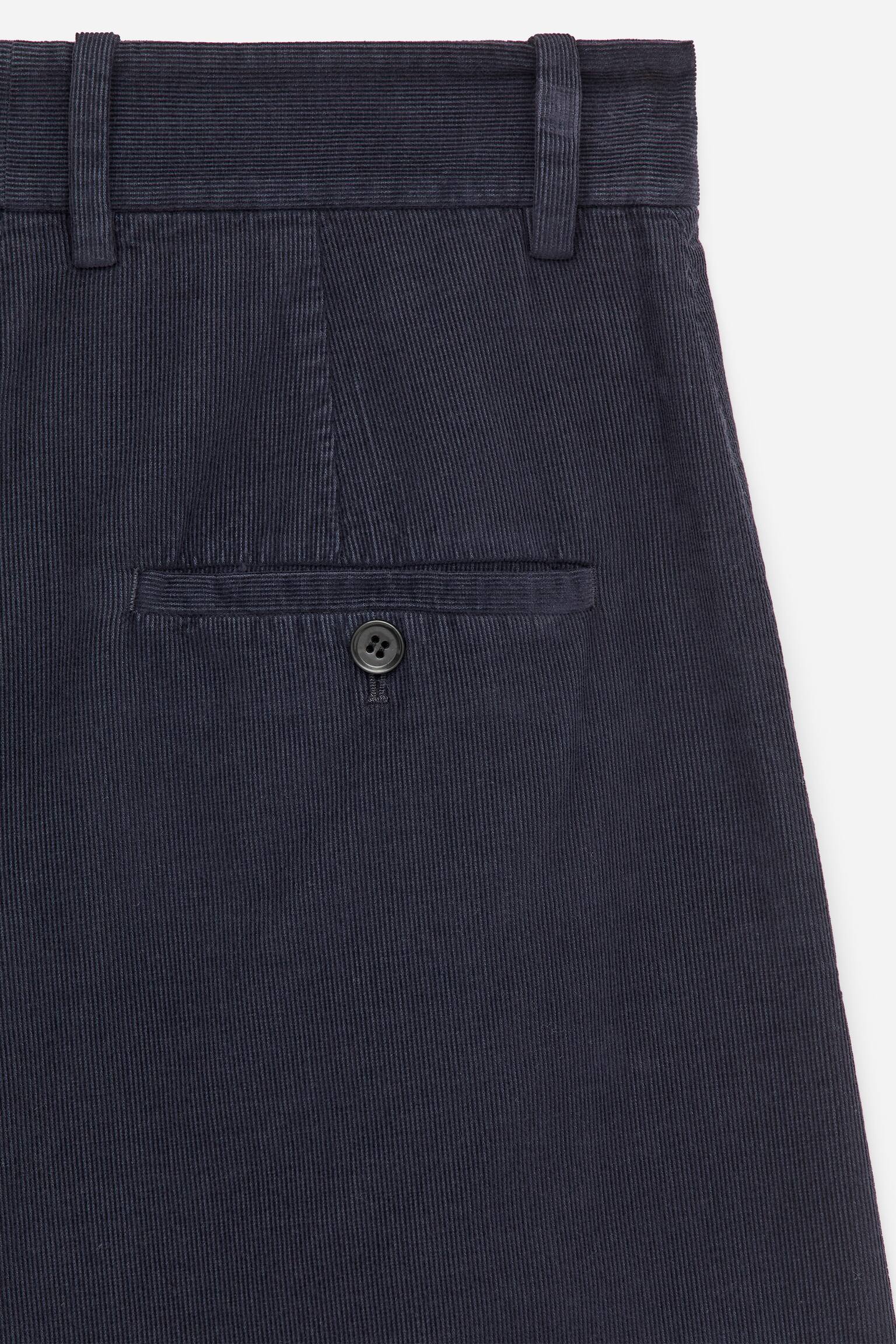 Pantalon en velours côtelé taille haute - Bleu foncé - 3