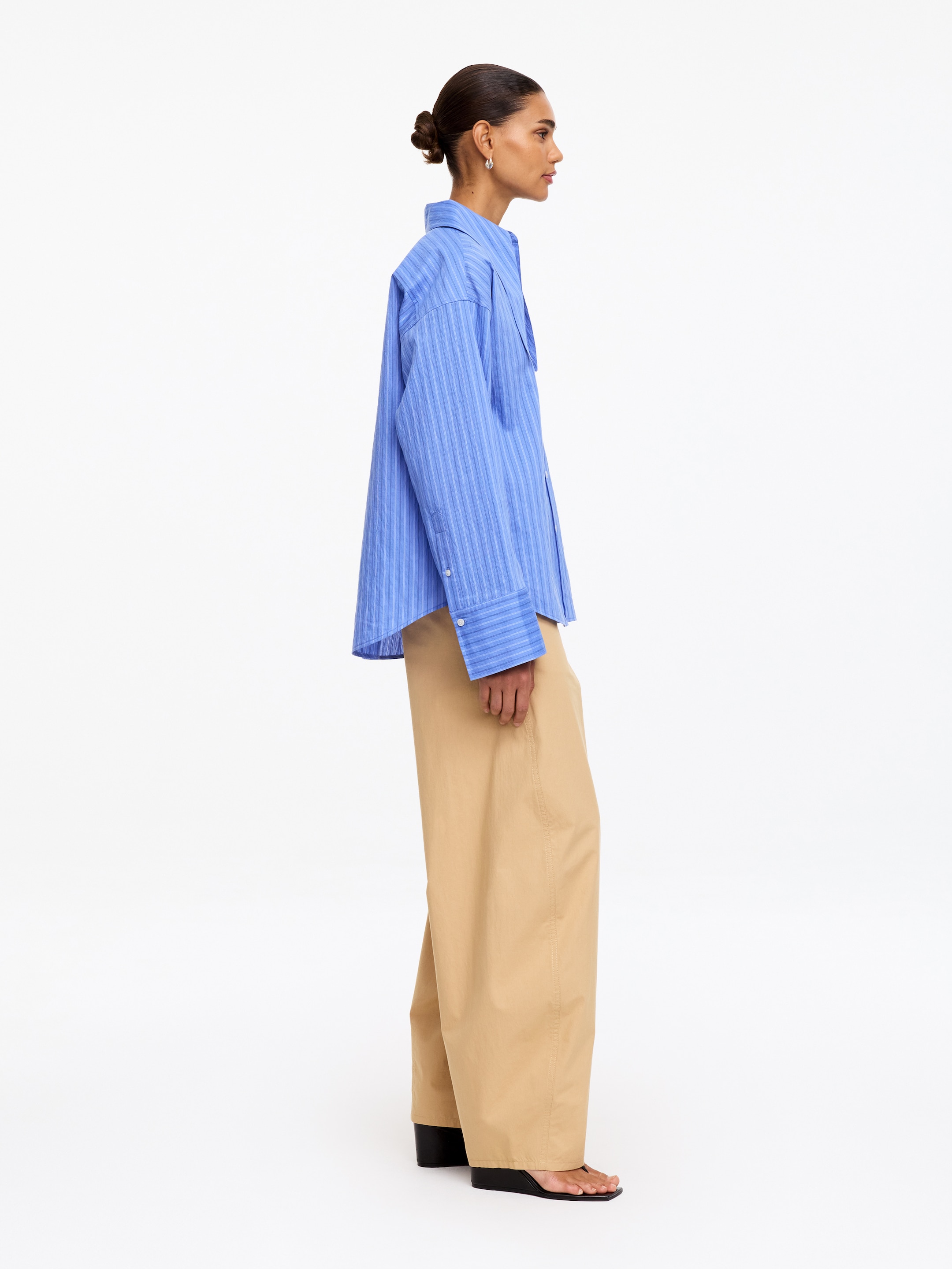 Scarf-Detail Cotton Shirt - Blue/Striped - Regular fit - women - StillMedia/Lookbook - 5