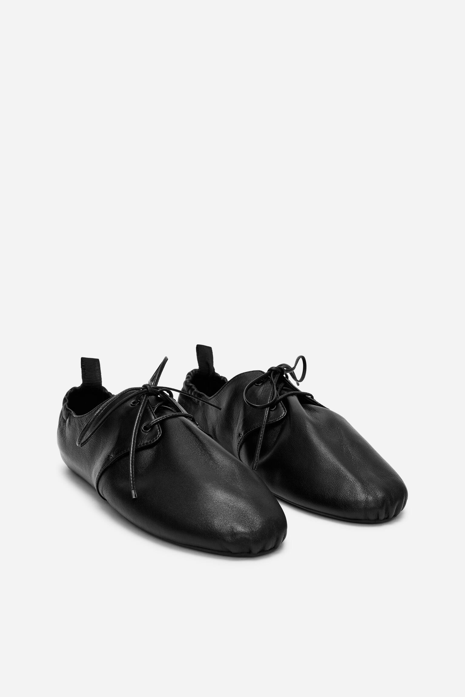 Zapatos de piel suave con cordones - Negro/Amarillo empolvado - 4