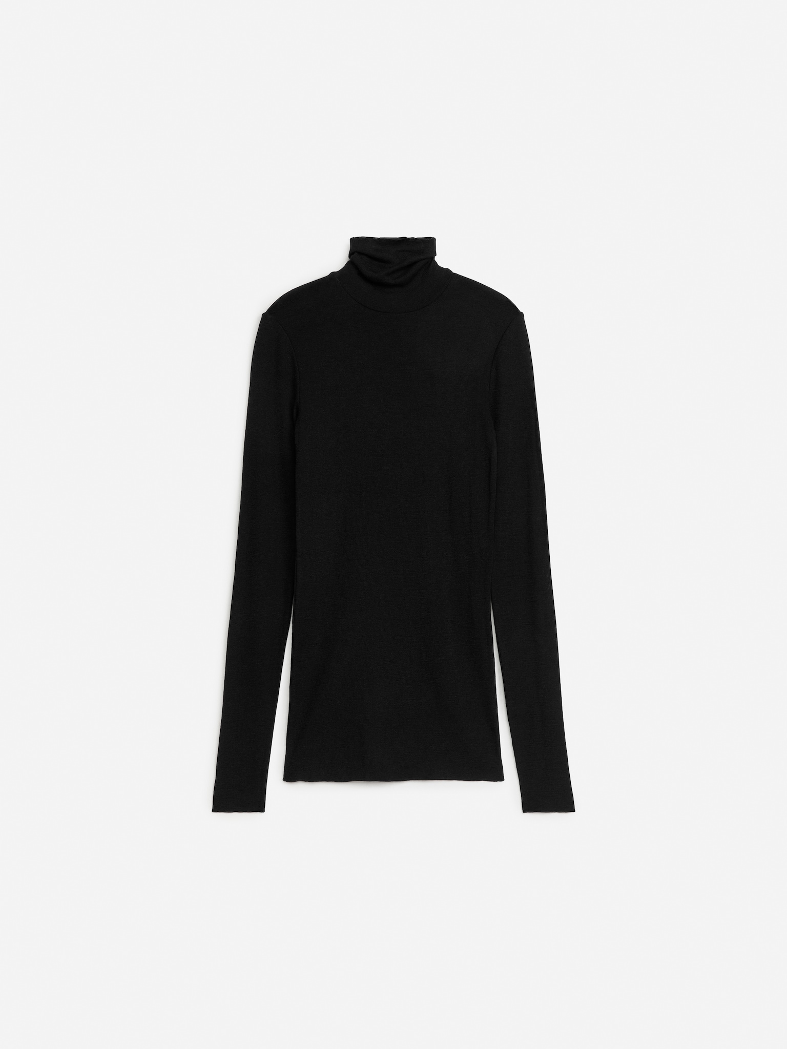 Roll-Neck Wool Top - Black/Dark Blue - 6
