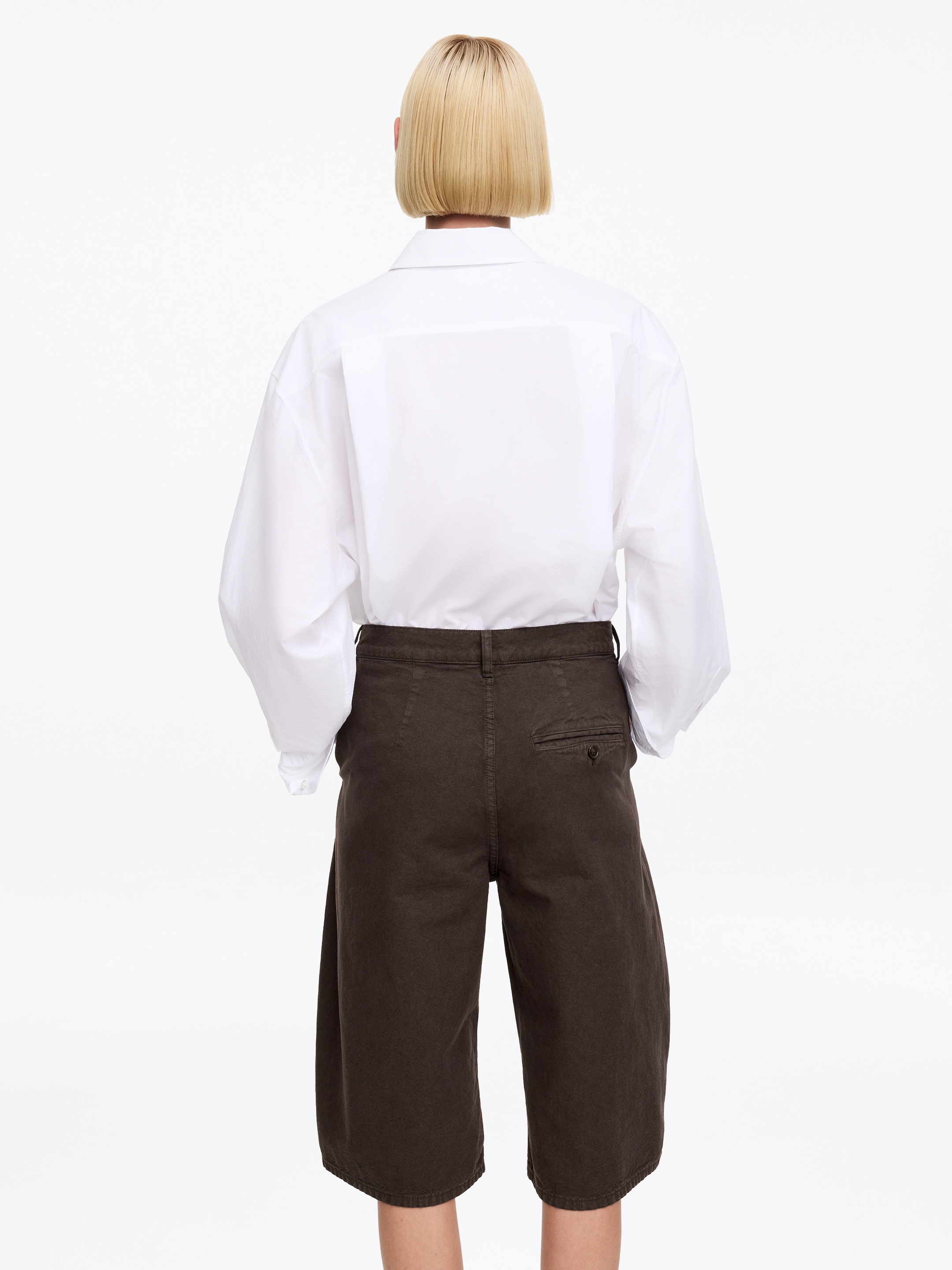 Barrel-Leg Canvas Shorts - Dark Brown - Regular fit - Women - StillMedia/Lookbook - 3