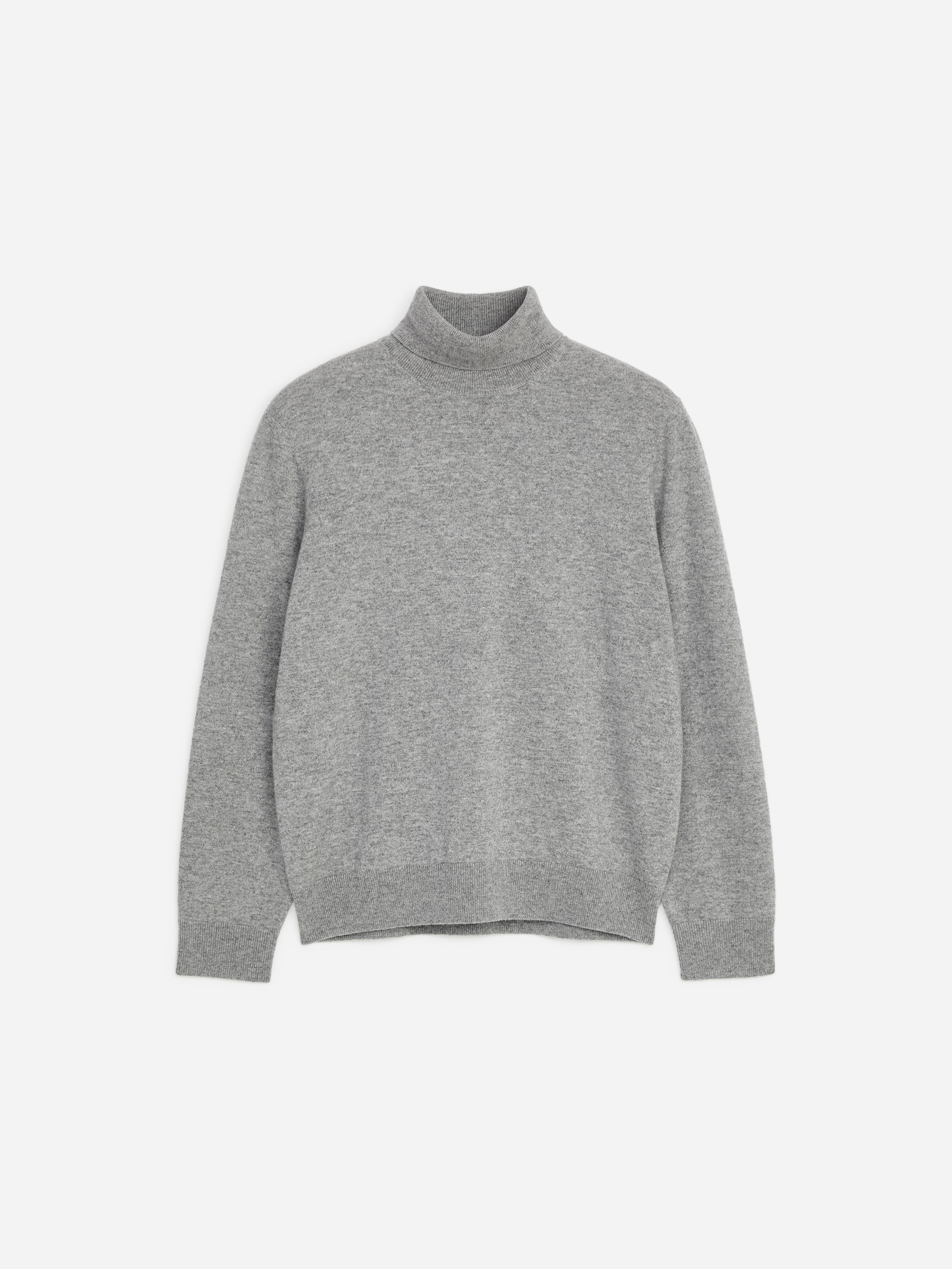 Pull à col roulé en cachemire - Gris chiné/Bleu marine