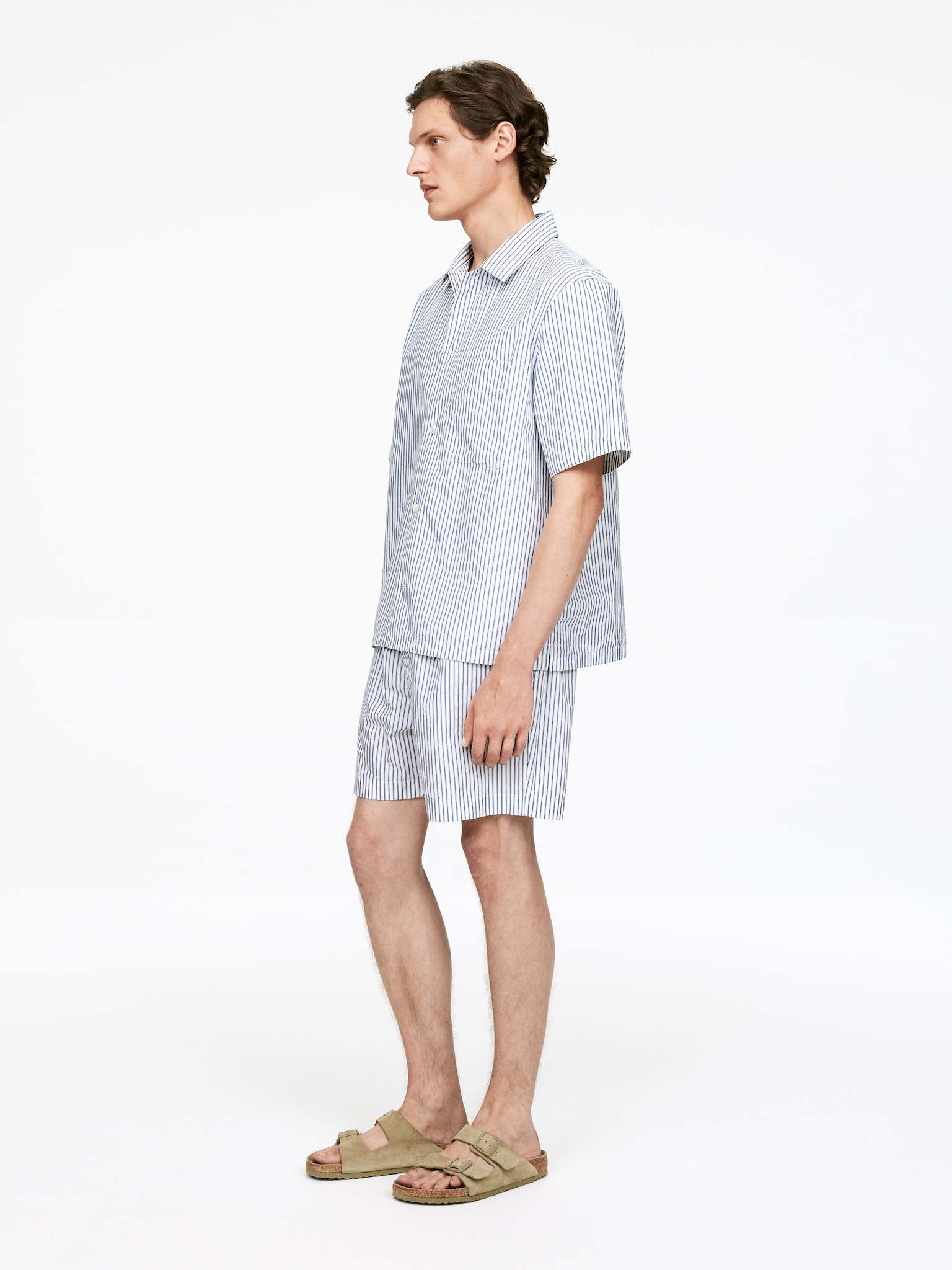 Pyjama-Hemd aus Popeline - Weiß/Blau - 3
