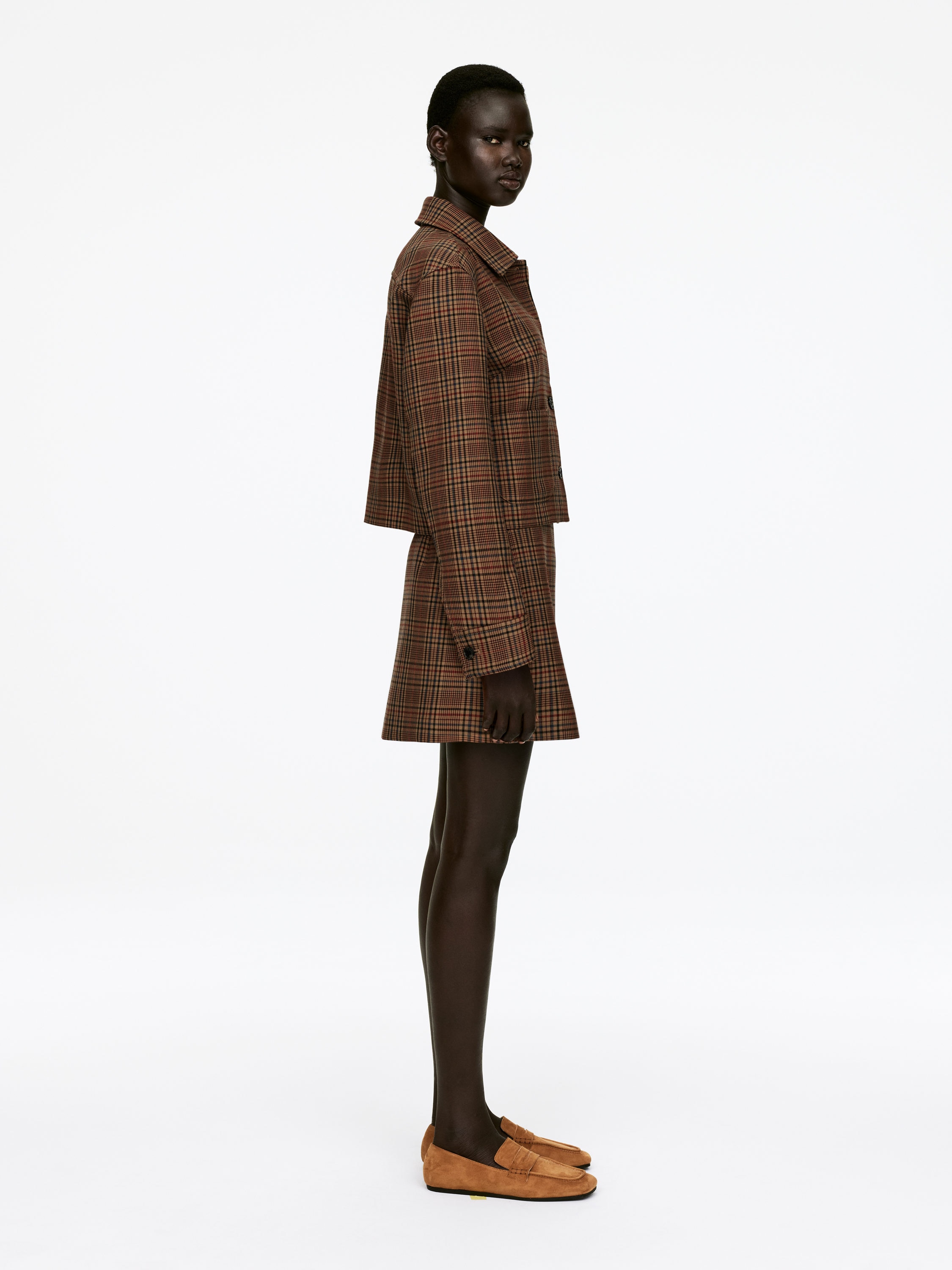 Check Overshirt - Dark Beige/Checkered - Regular fit - Women - StillMedia/Lookbook - 4