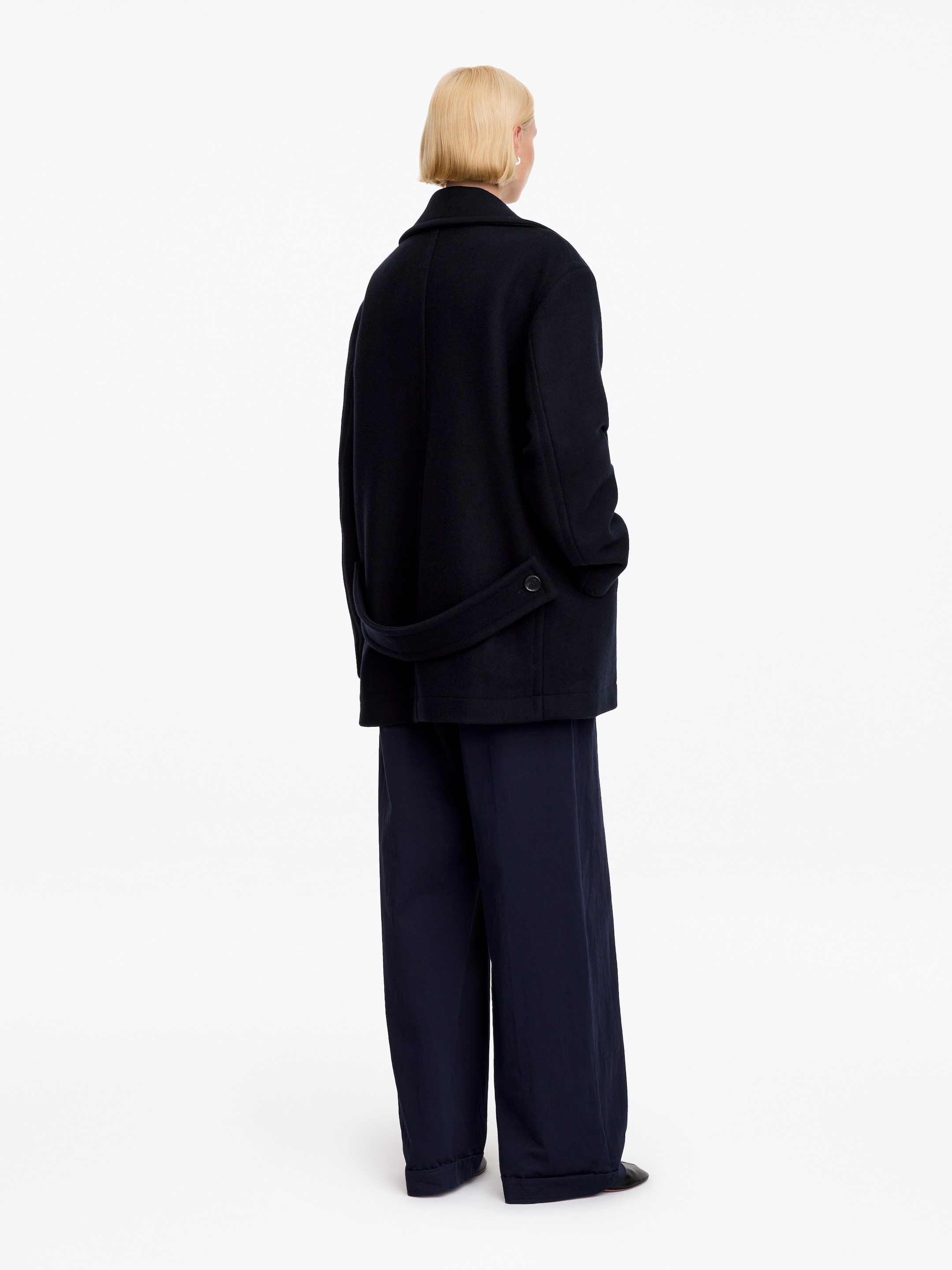 Abrigo marinero en mezcla de lana - Azul oscuro - Corte holgado - women - StillMedia/Lookbook - 4