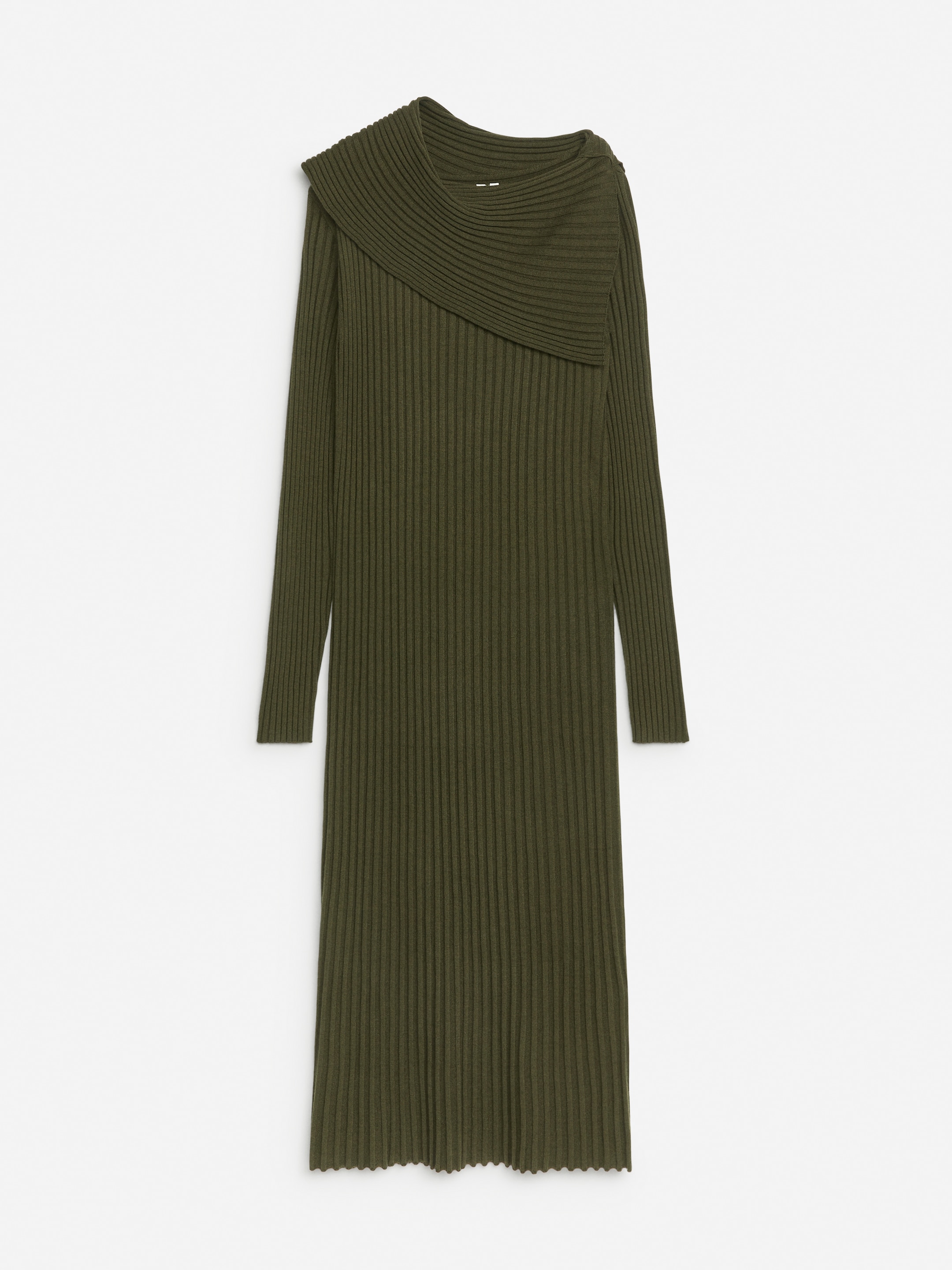 Robe en maille au col replié-Green-12403