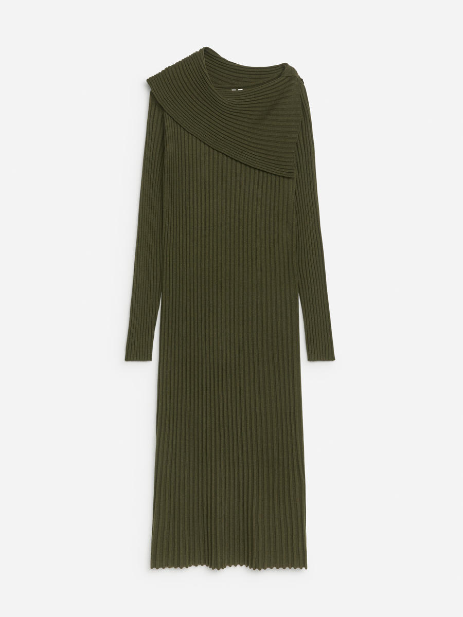 ARKET Women's  Fold-Over Knitted Dress Green,  size XS