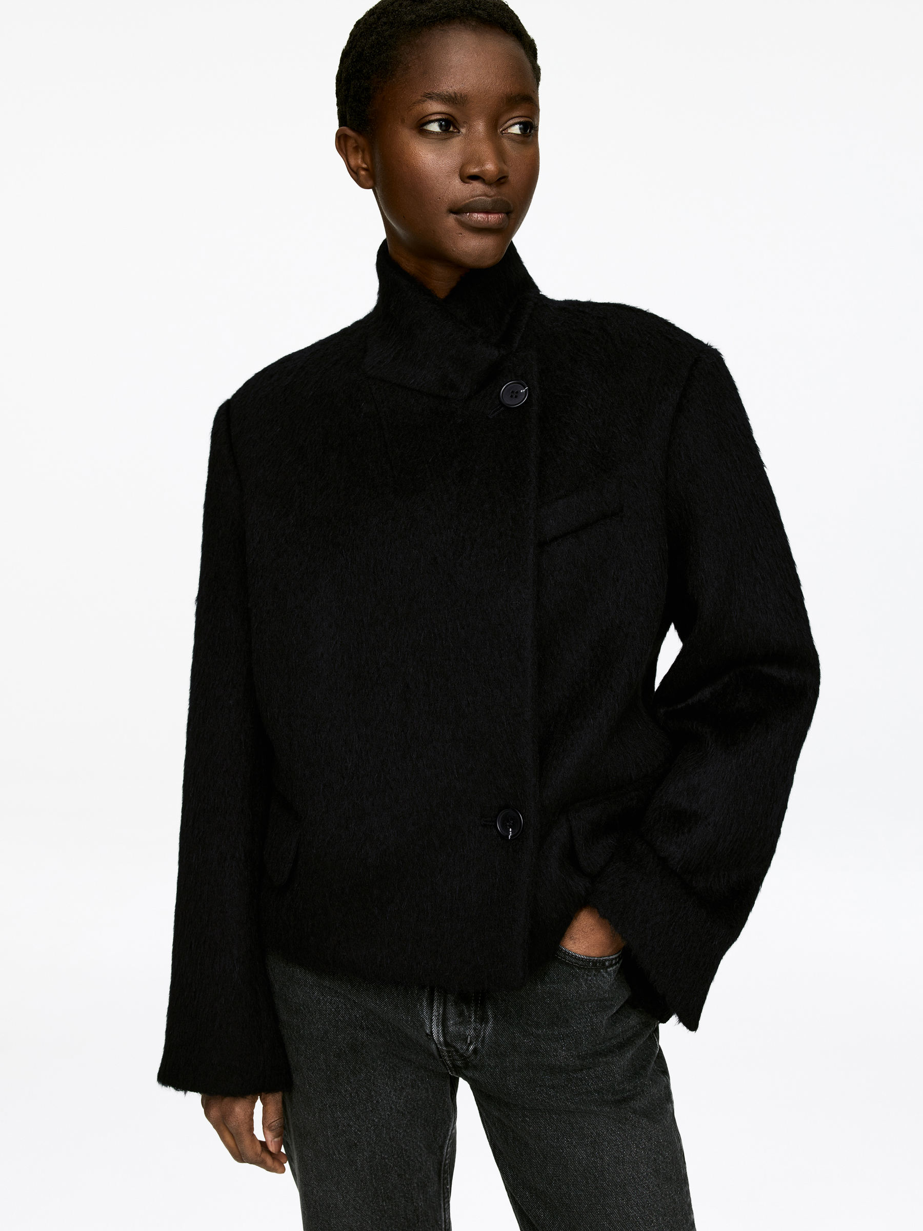 Jacka i ull och alpacka - Svart - Oversized - Women - StillMedia/Lookbook - 3