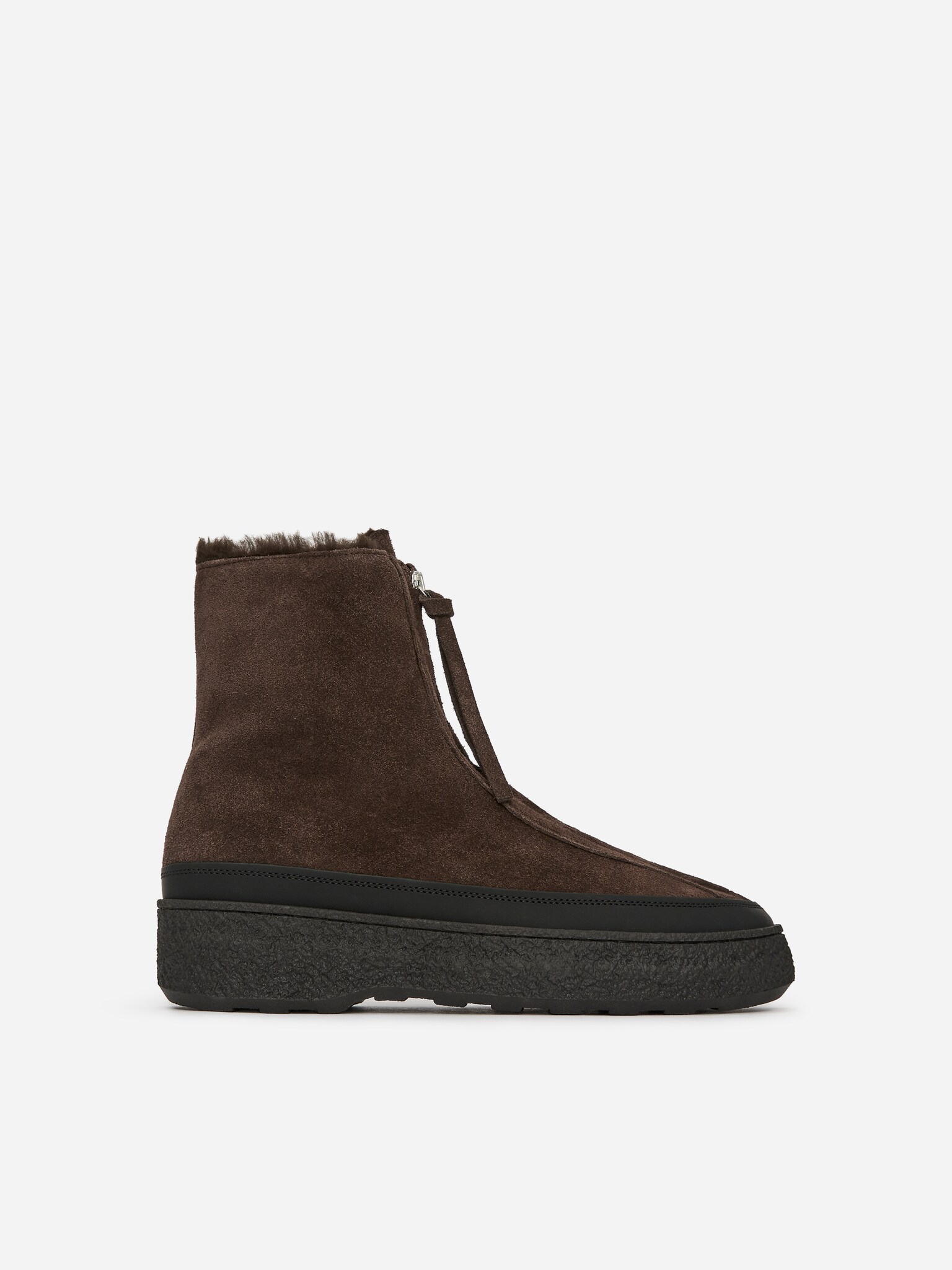 Chunky Suede Boots - Dark Brown