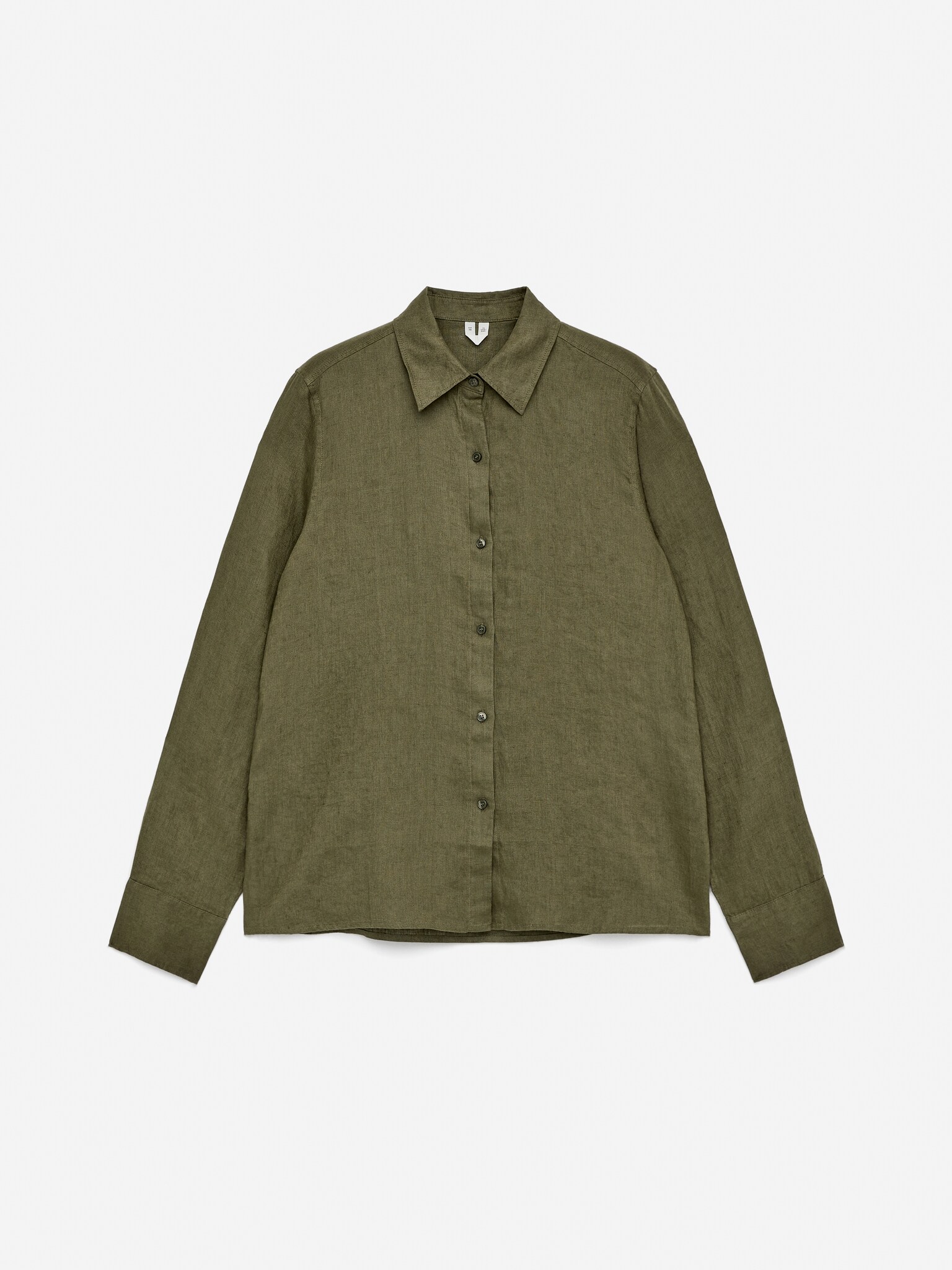 Camicia in lino - Verde kaki/Bianco
