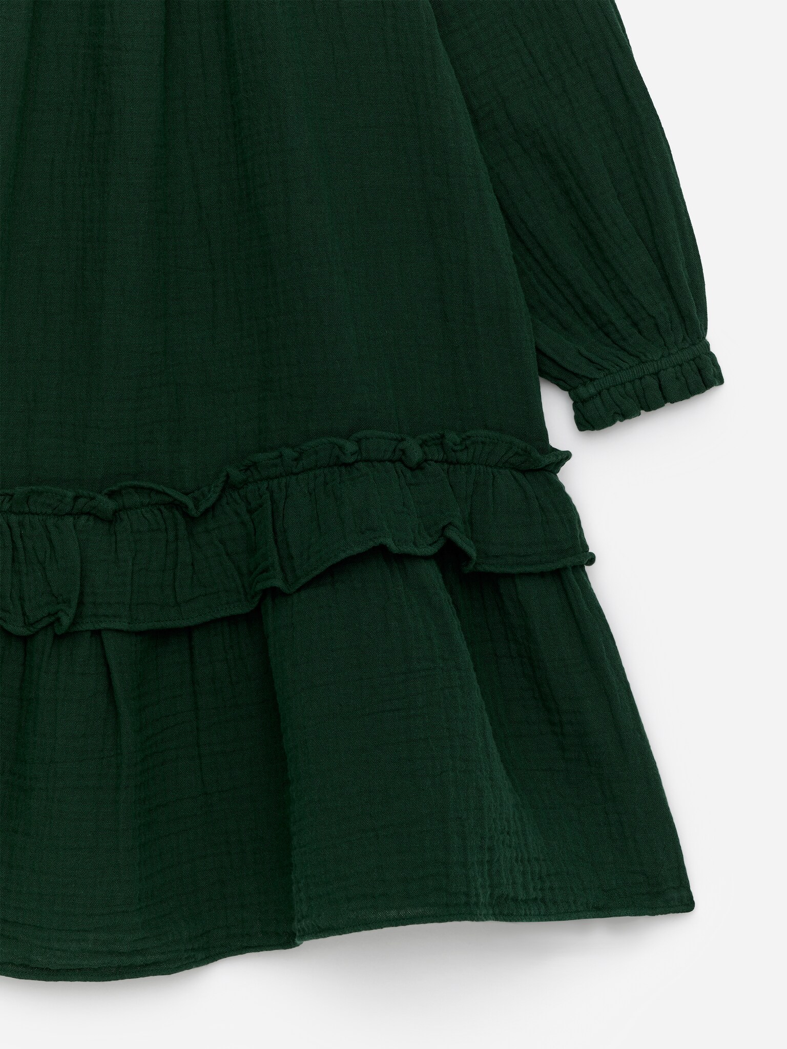рокля от памучен муселин - Тъмнозелено - 3