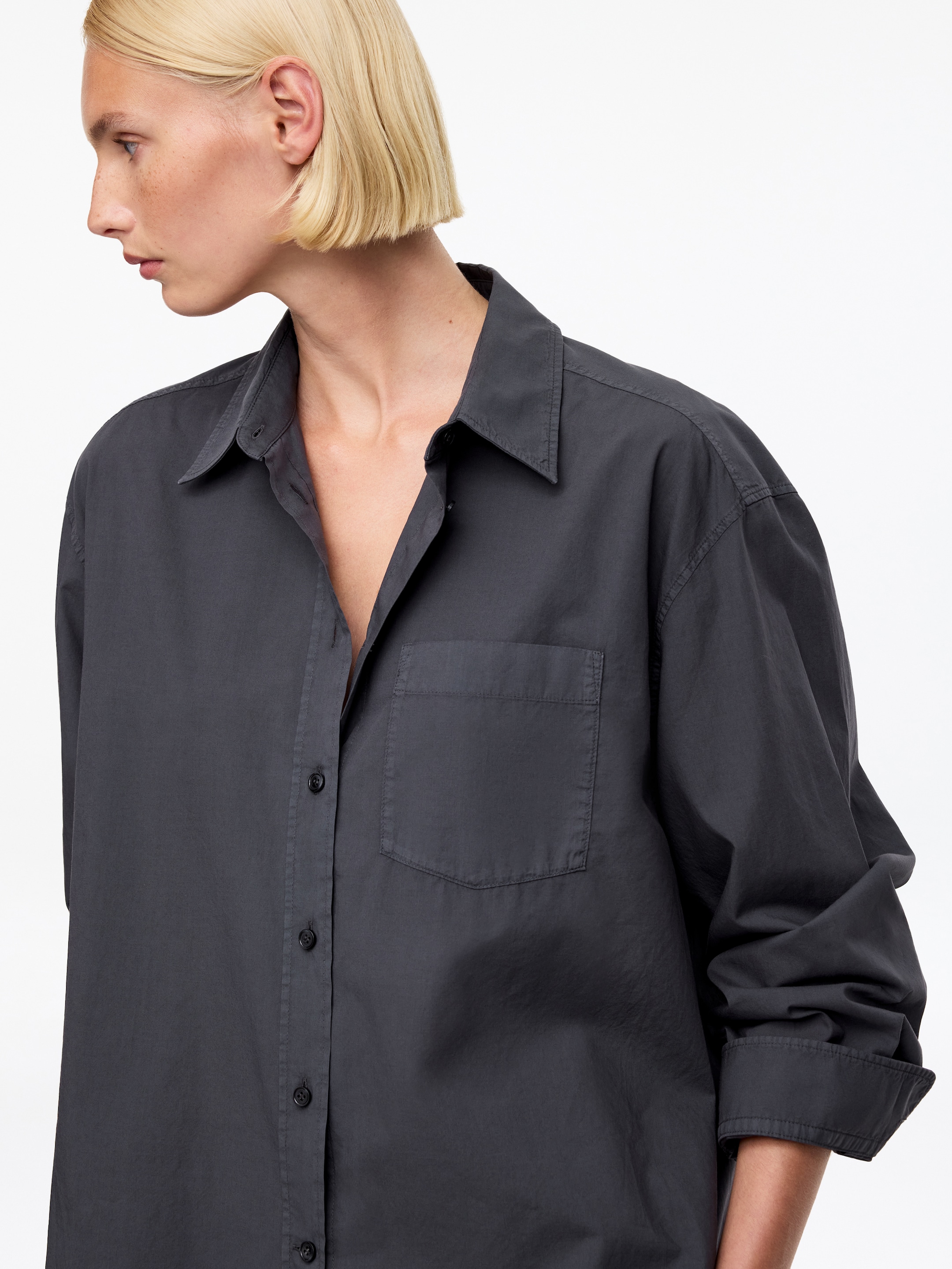 Cotton Poplin Shirt - Off Black - Regular fit - Women - StillMedia/Lookbook - 6