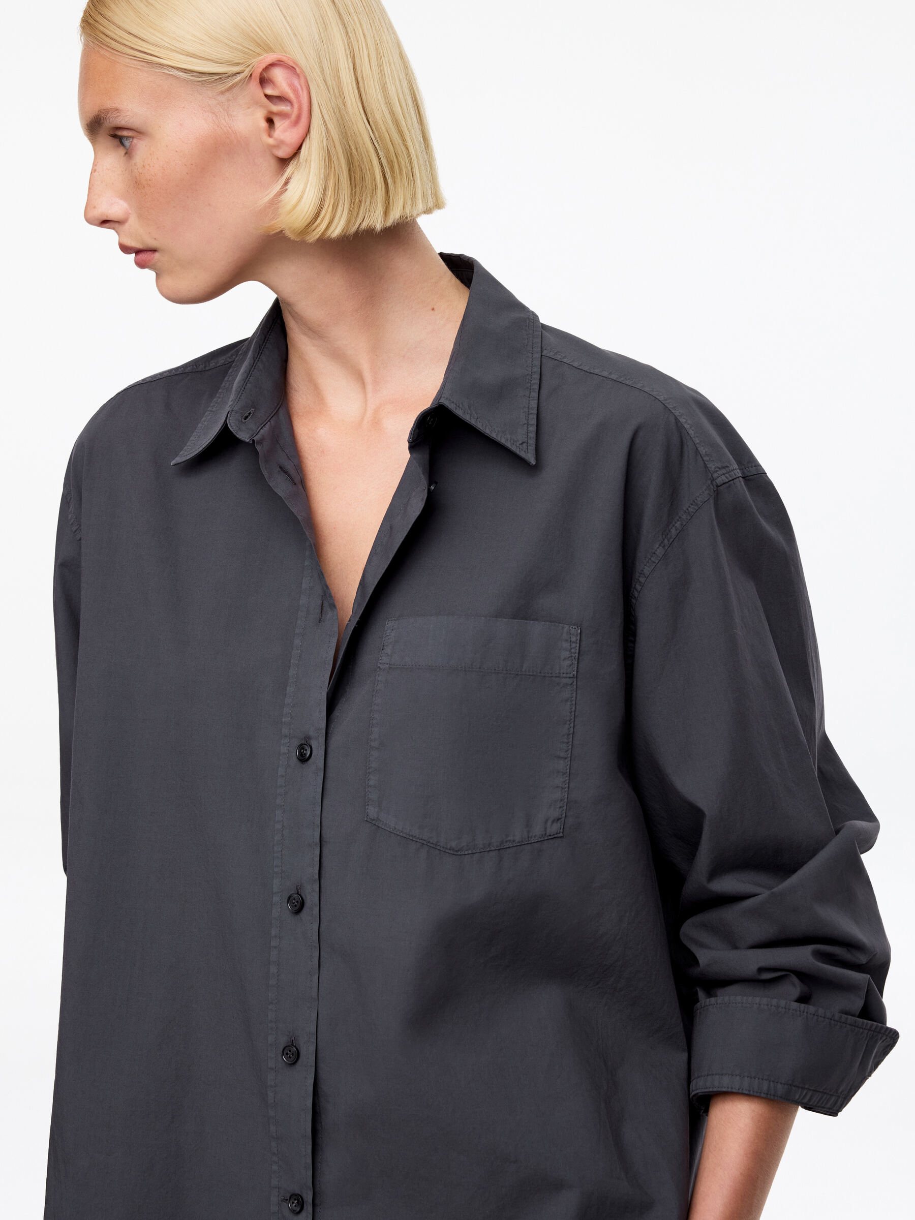 Cotton Poplin Shirt - Off Black - Regular fit - Women - StillMedia/Lookbook - 6