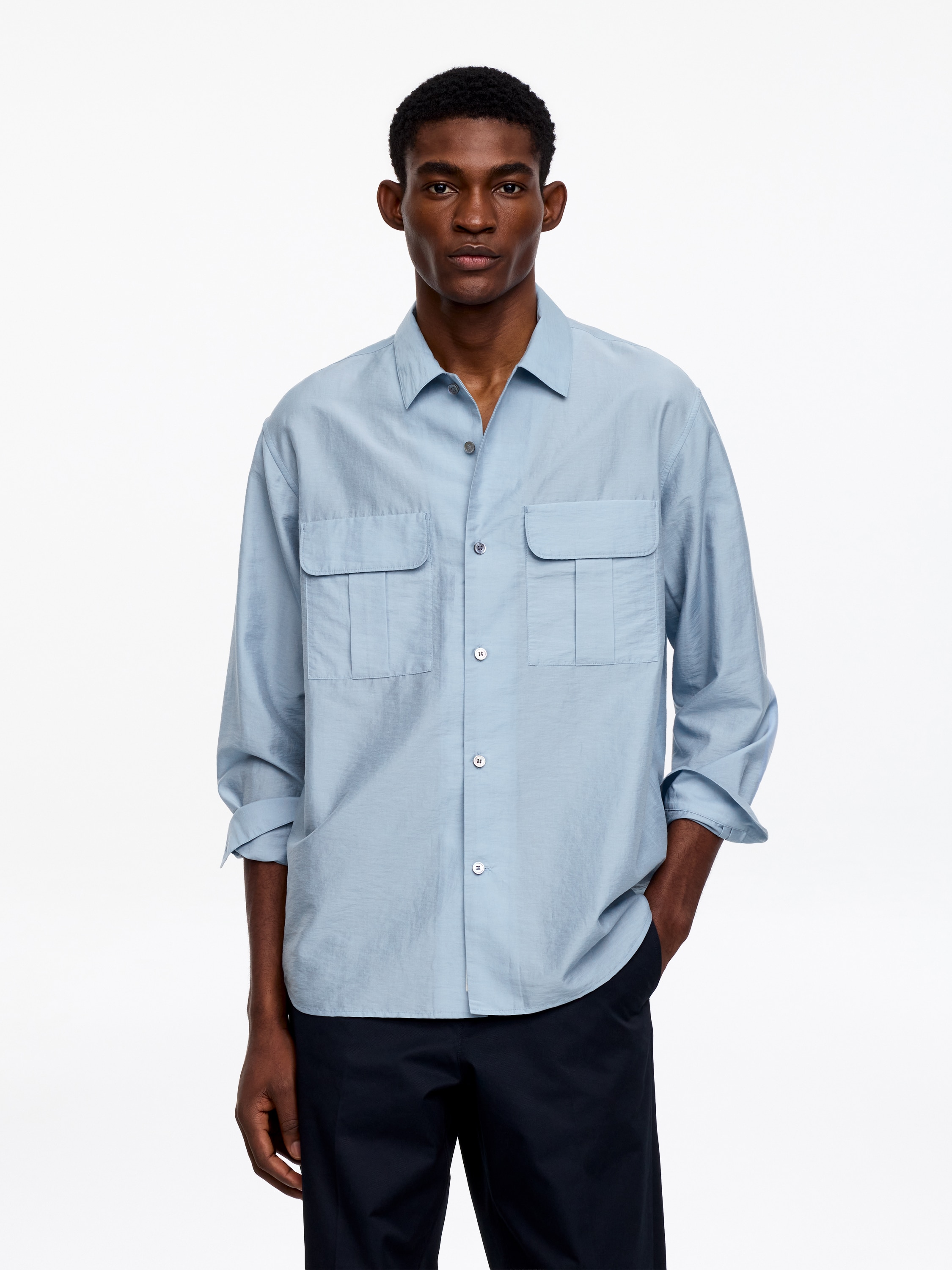 Oversized Lyocell Blend Shirt – Dusty Blue – Men – ARKET WW