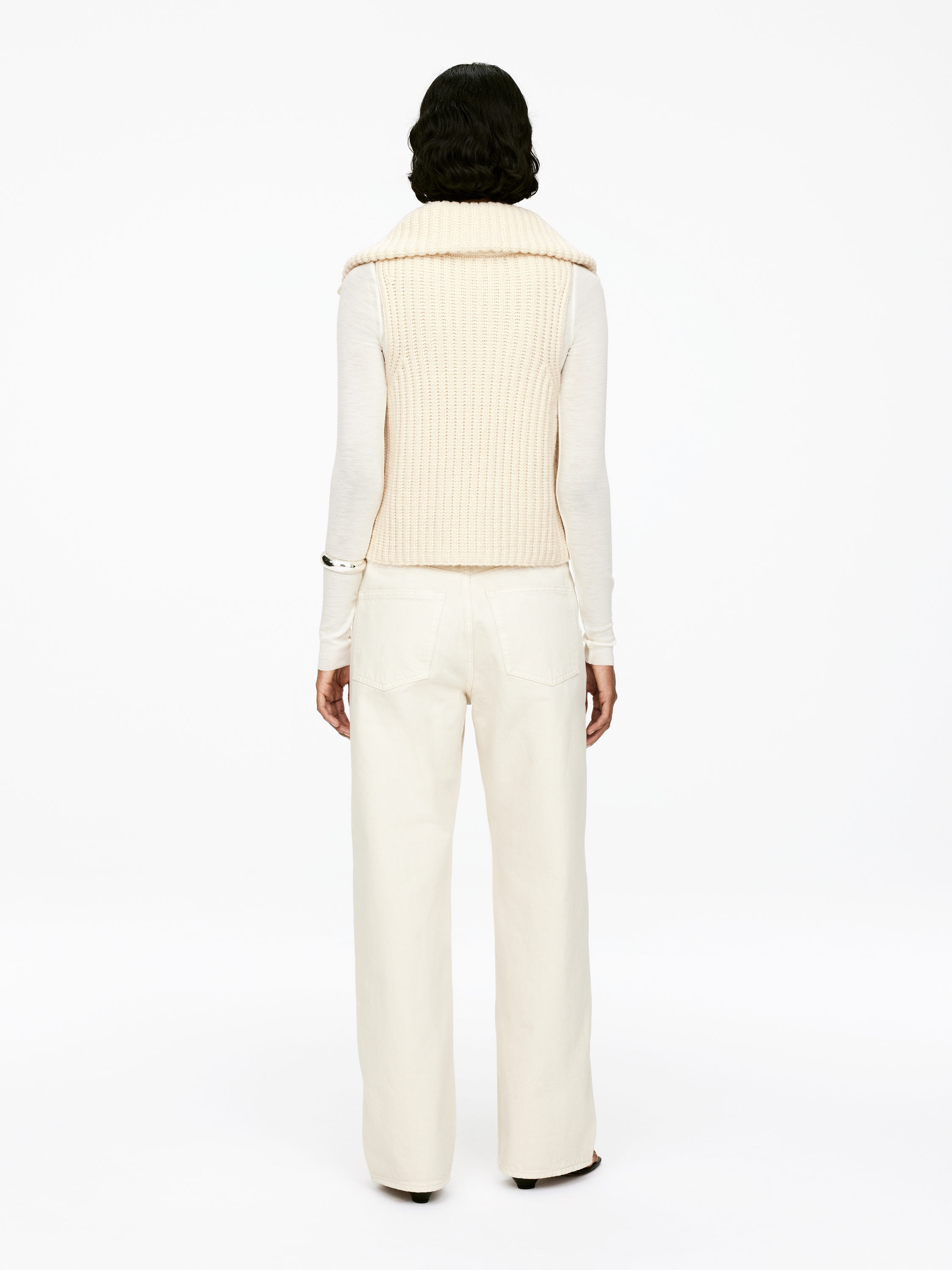 Ribbed Wool Vest - Off White - Regular fit - Women - StillMedia/Lookbook - 6