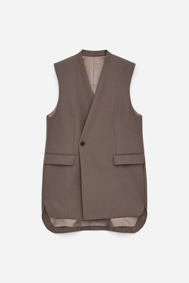 Tailored Wool-Blend Vest - Dark Mole - 1