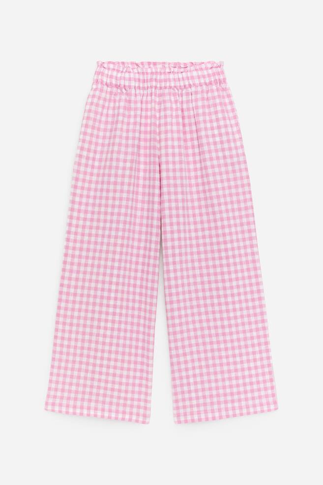 Relaxed Cotton-Linen Trousers - Pink/White/White/Blue - 1