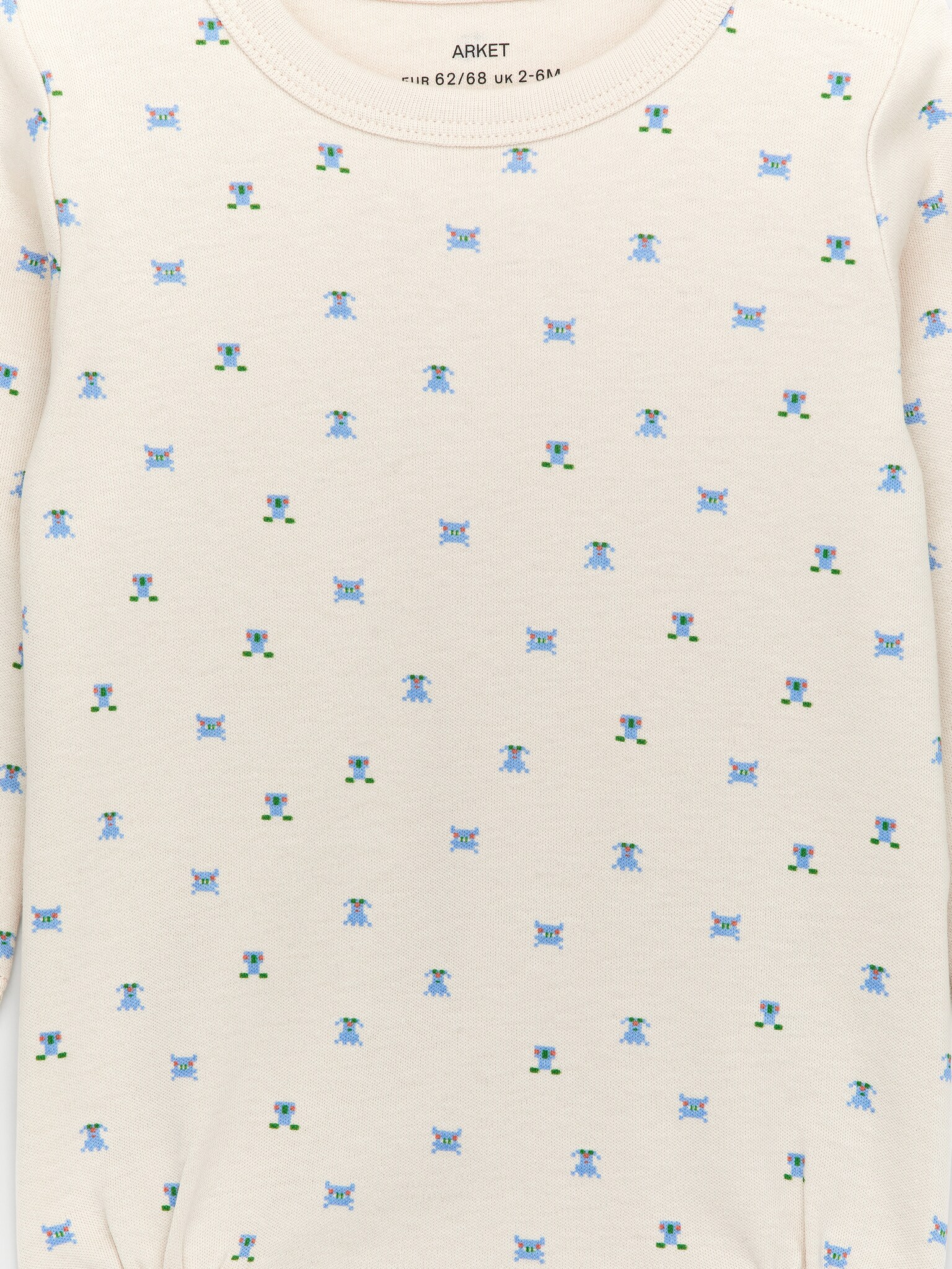 Боди с дълъг ръкав - Мръсно бяло/Чудовища/Светлосин меланж - 3