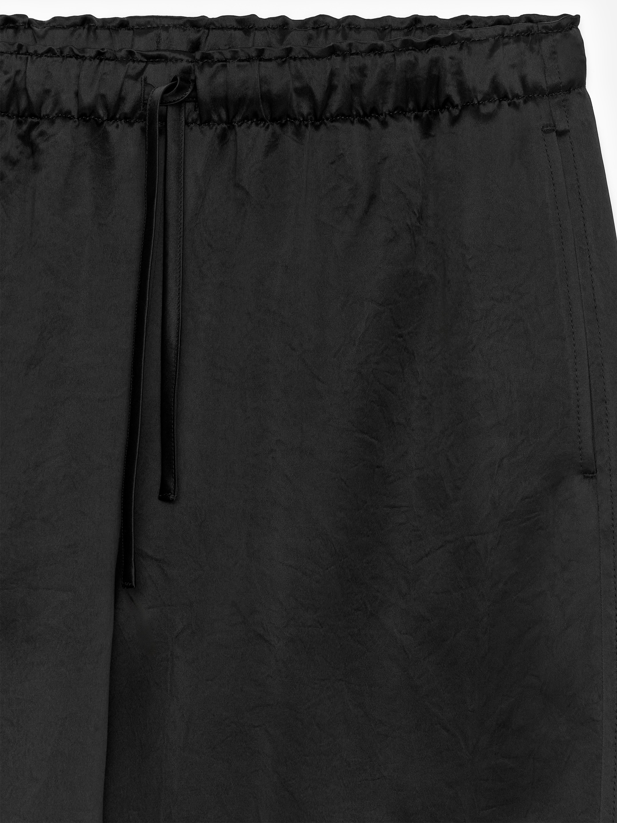 Drawstring Satin Trousers - Black - Relaxed fit - Women - StillMedia/DescriptiveDetail - 2