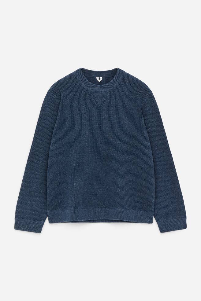 Cotton Linen Jumper - Blue/Off White - 1
