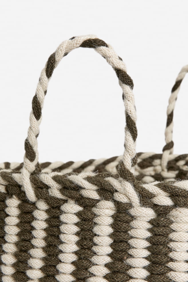 Storage Basket 41 cm-Verde caqui/branco-sujo - 3