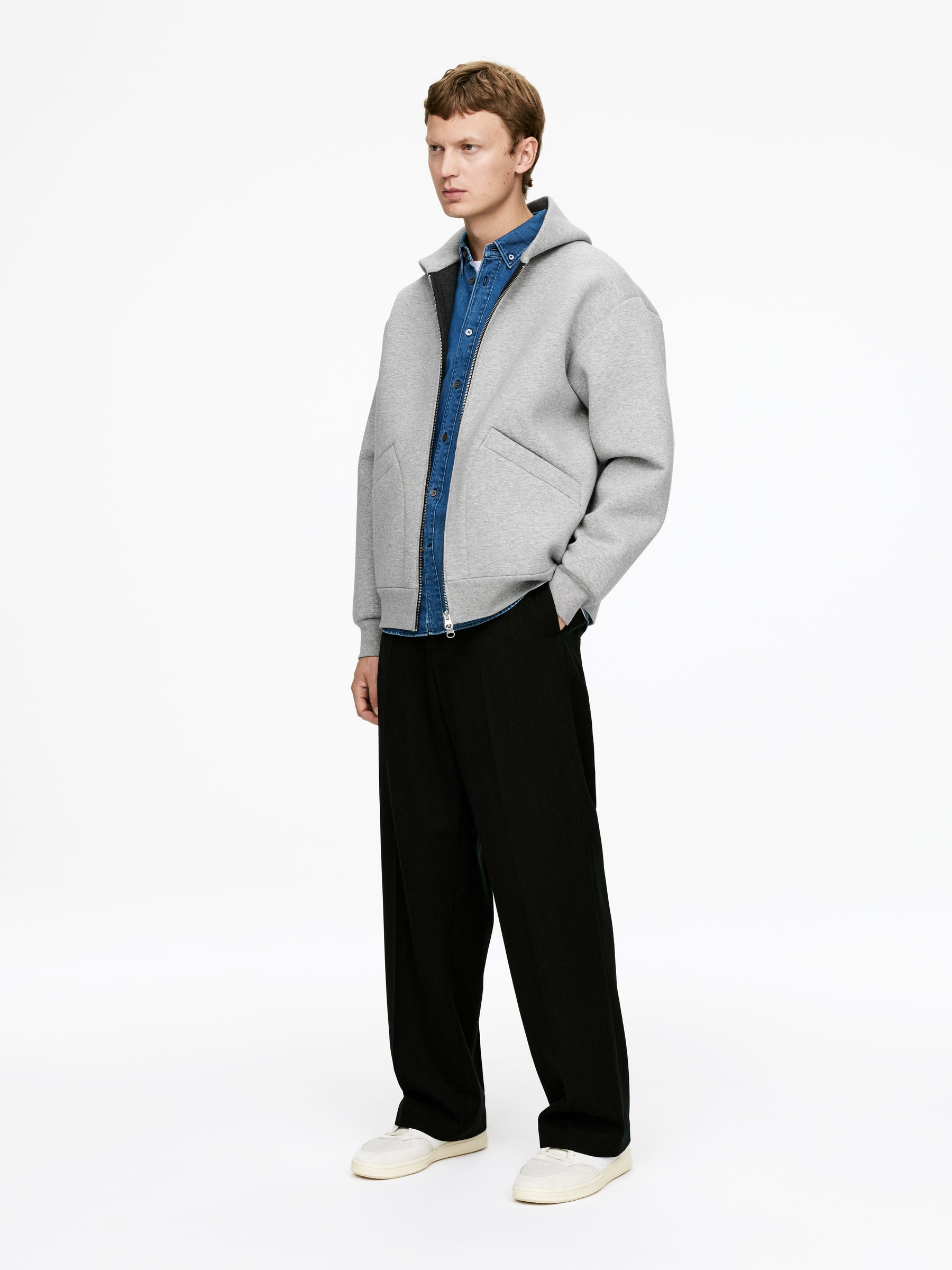 Scuba Zip Hoodie - Grey Melange - Relaxed fit - Men - StillMedia/Lookbook - 3