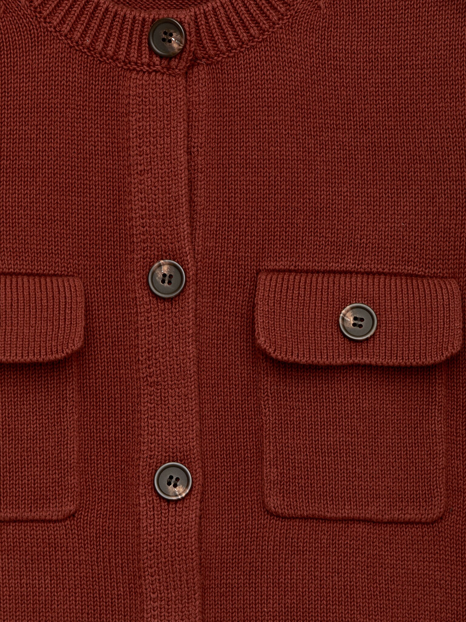 Gilet en maille de coton - Rouge brun/Blanc - 5