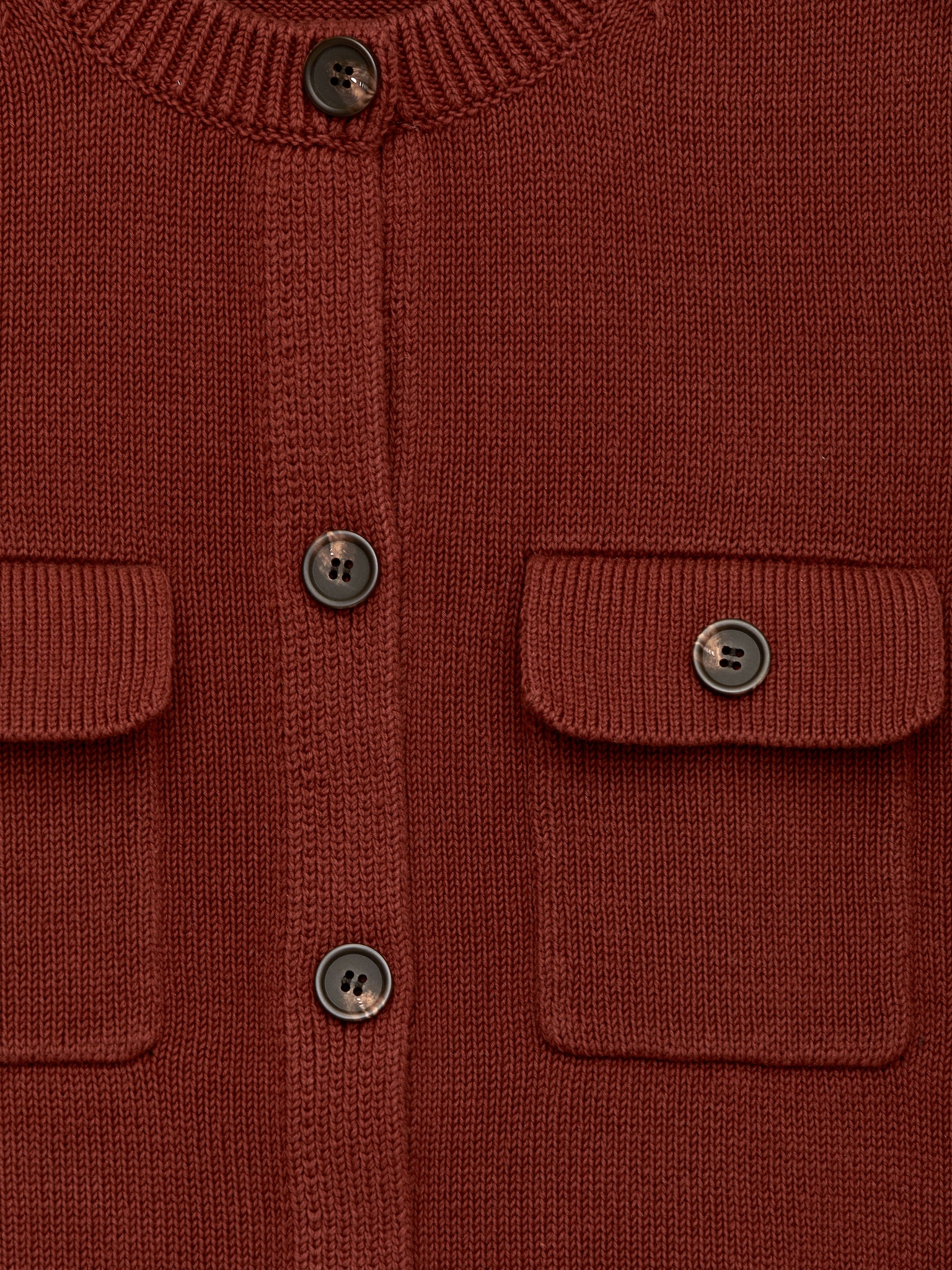 Gilet en maille de coton - Rouge brun/Blanc - 3