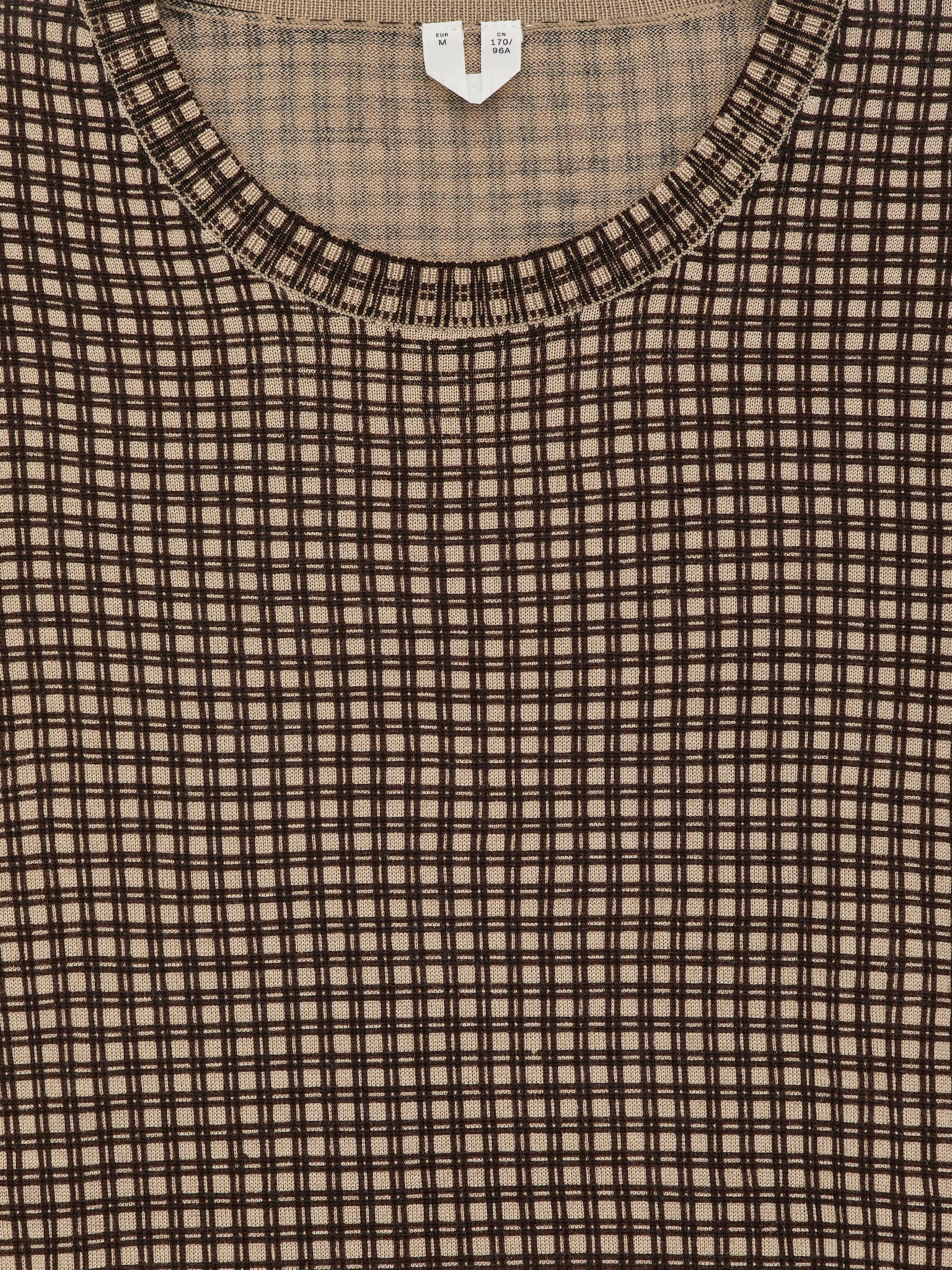 Crew-Neck Wool Jumper - Beige/Black - 6