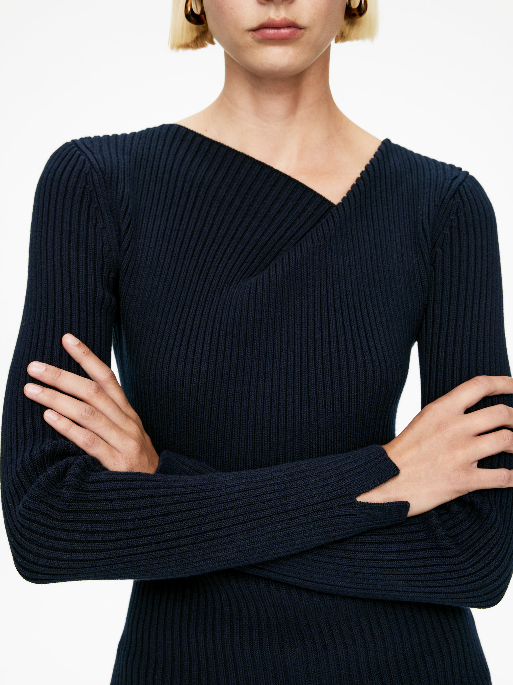 Rib-Knit Top - Dark Blue - Regular fit - Women - StillMedia/Lookbook - 3