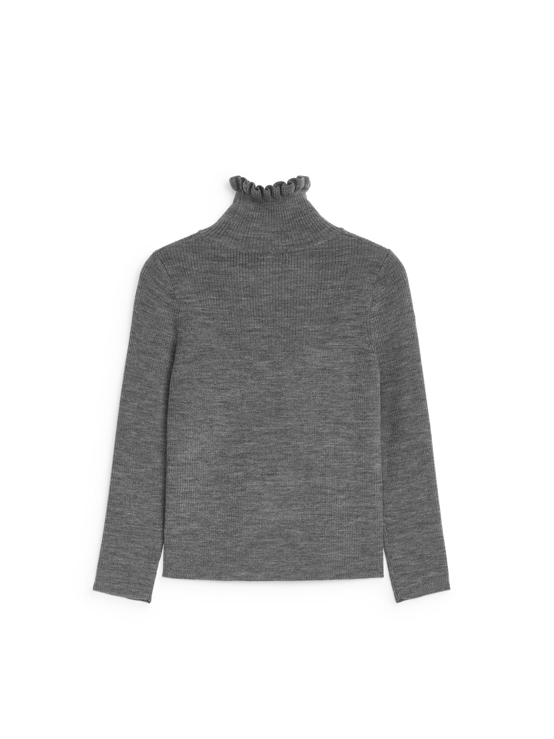 Wollpullover mit gerüschtem Kragen - Graumeliert - Regular Fit - Kinder - StillMedia/DescriptiveStillLife - 1