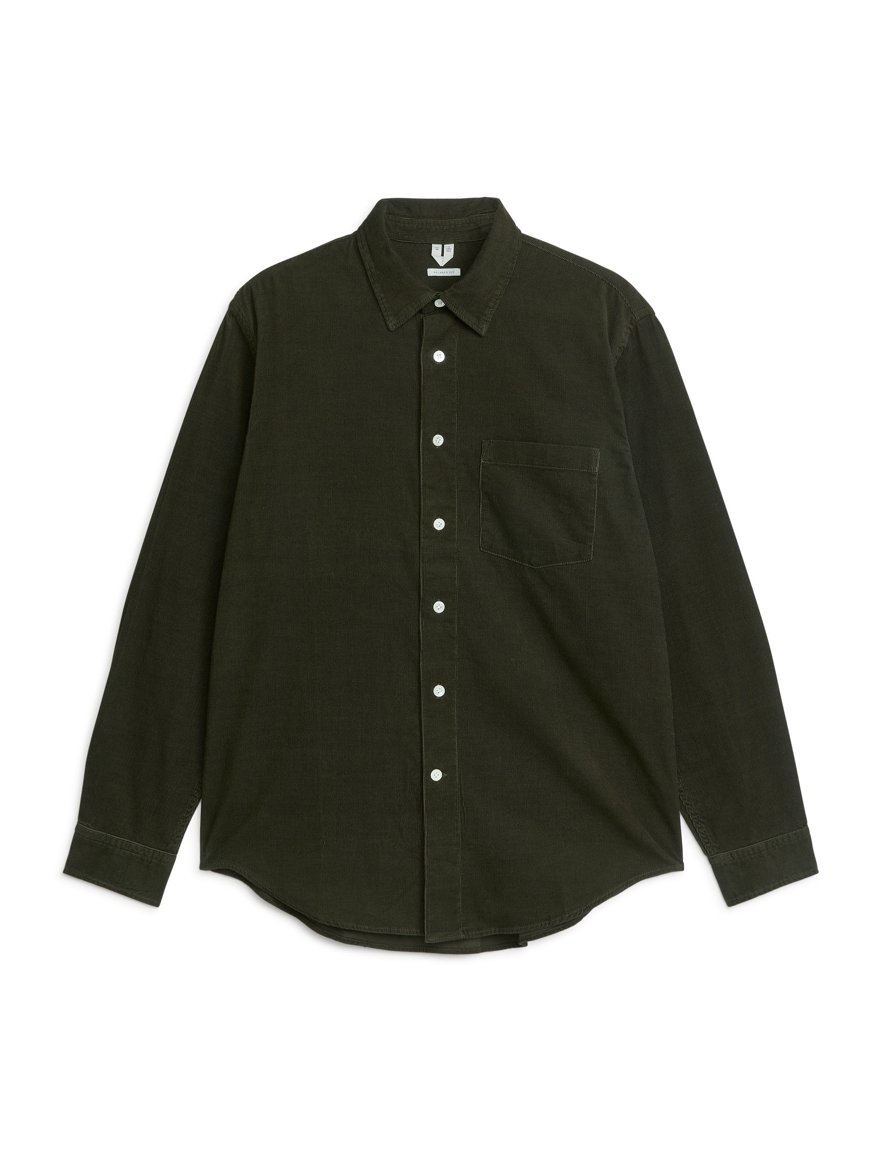 Corduroy Cotton Shirt - Dark Khaki Green - Relaxed fit - Men - StillMedia/DescriptiveStillLife - 1