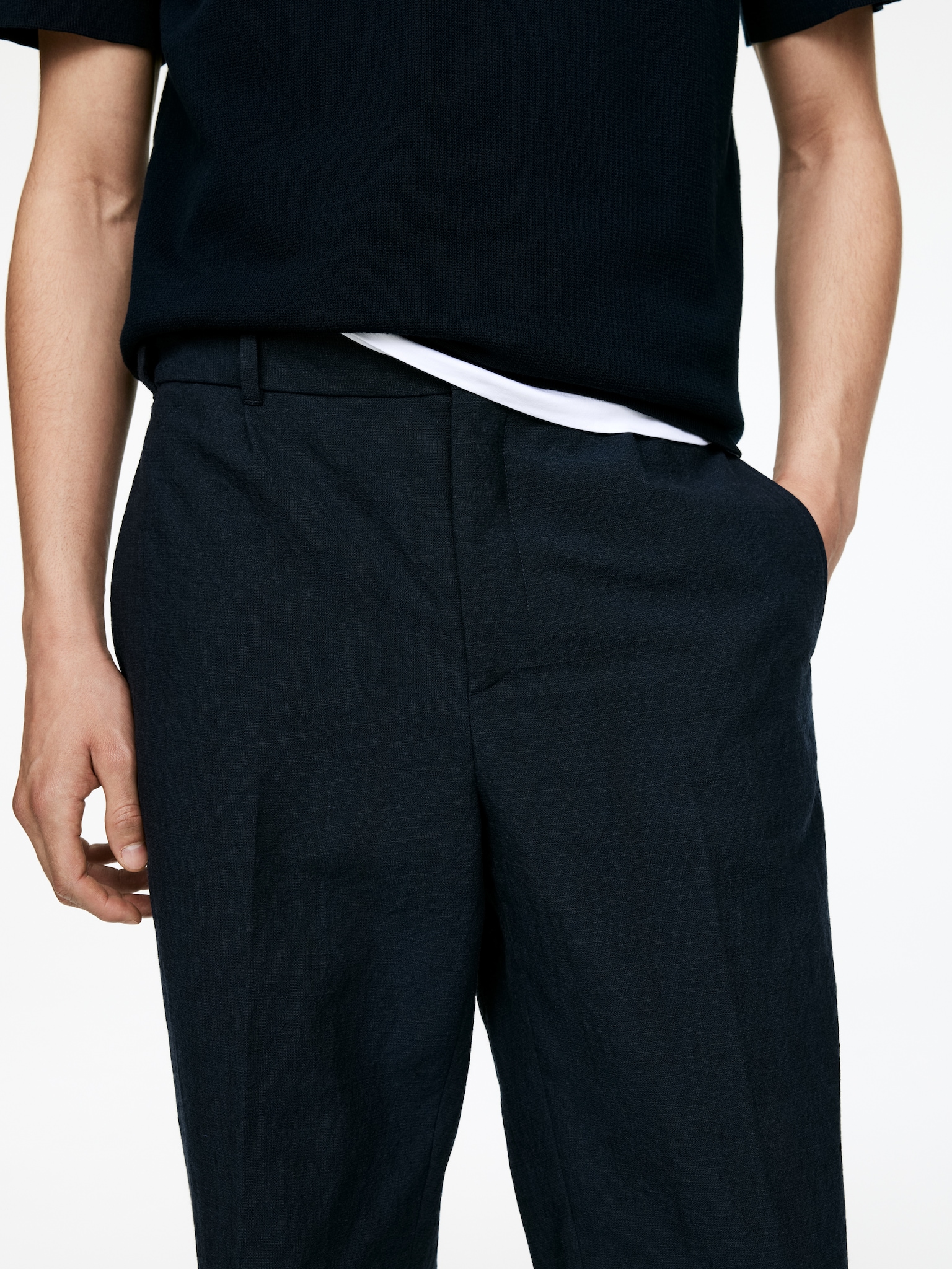 Pantalon texturé - Bleu foncé - 5