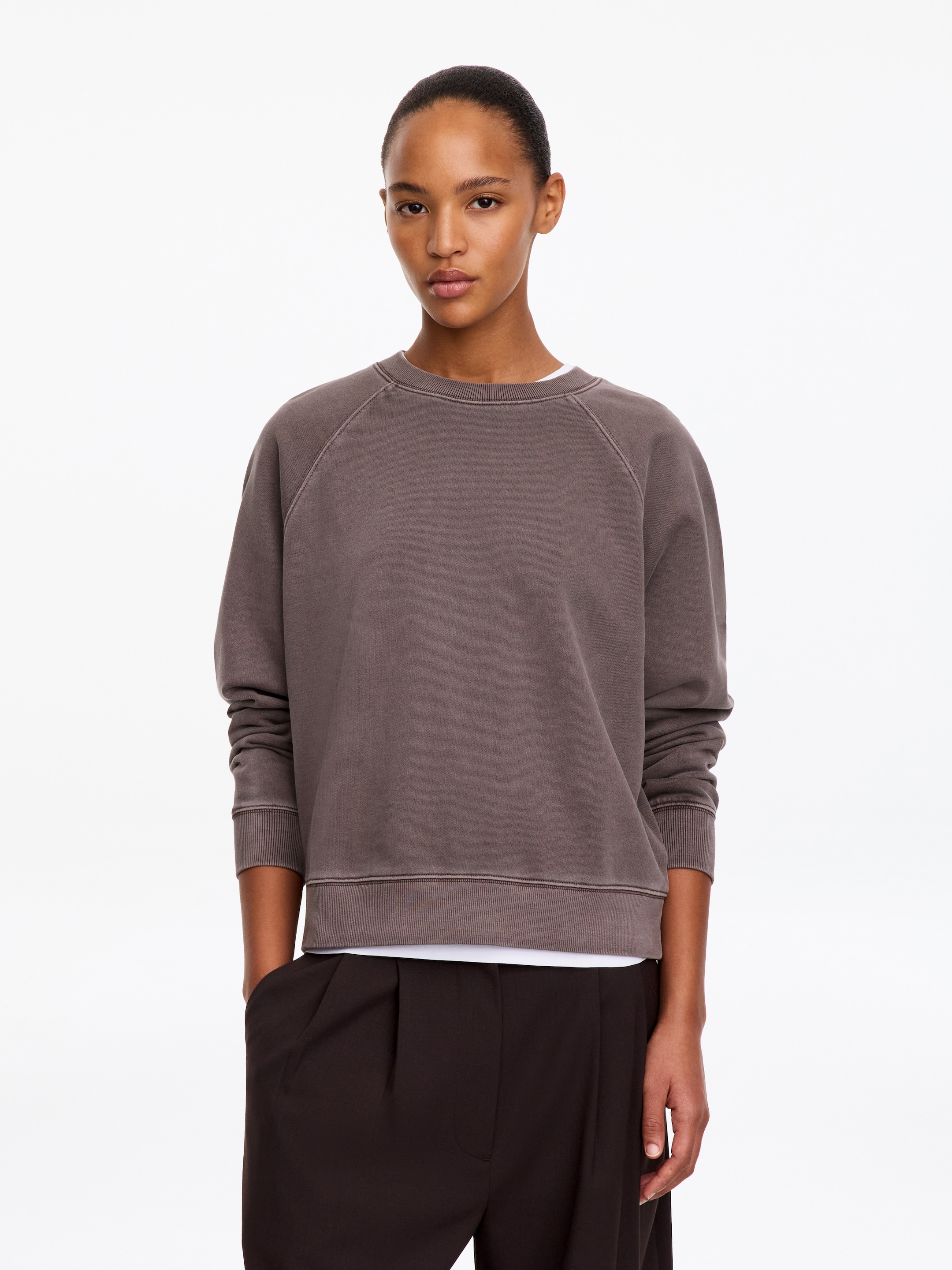 Felpa in spugna di cotone-Brown-20836