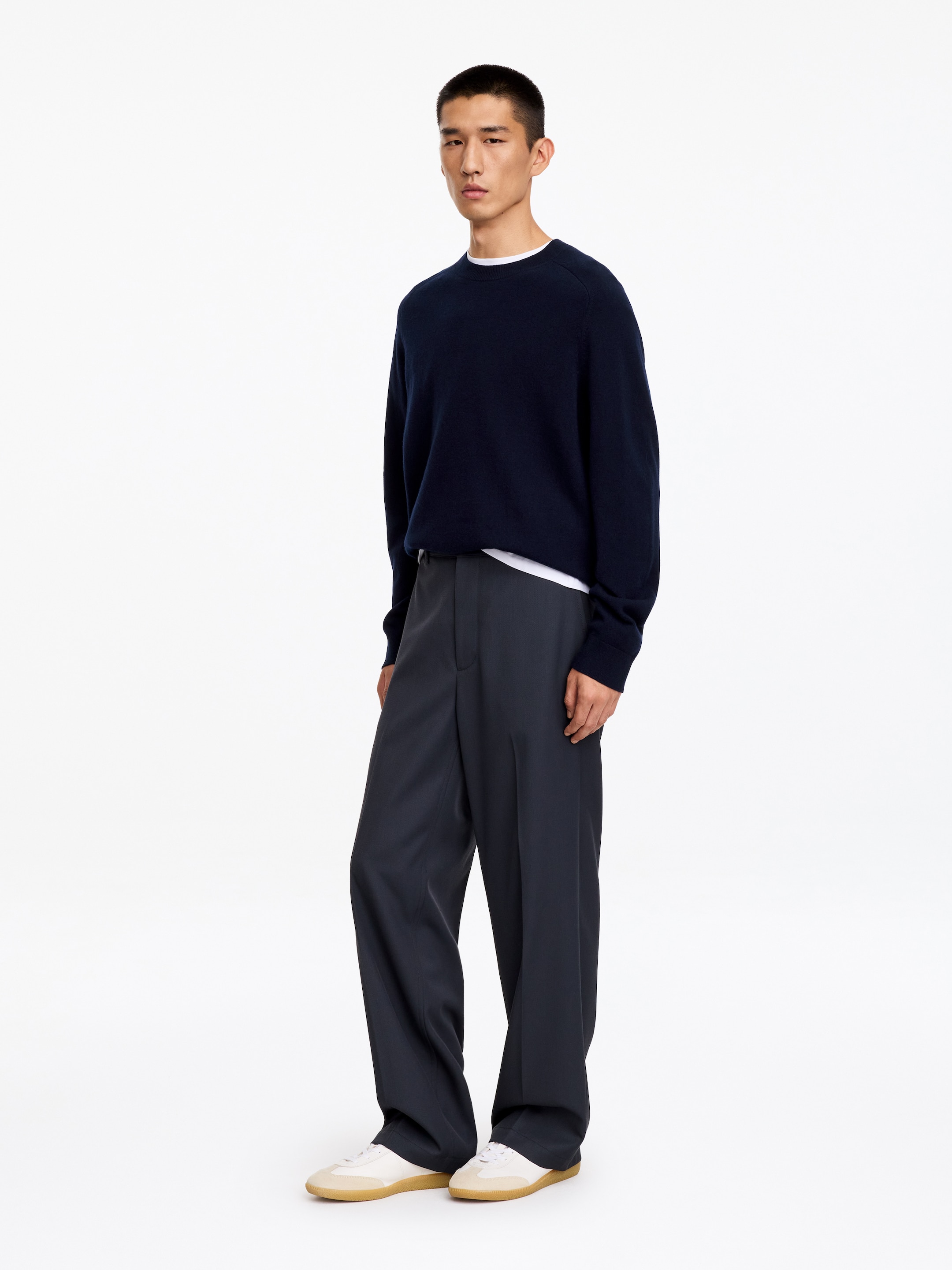 Maglione in lana con lavorazione sottile - Blu scuro - Regular fit - men - StillMedia/Lookbook - 3