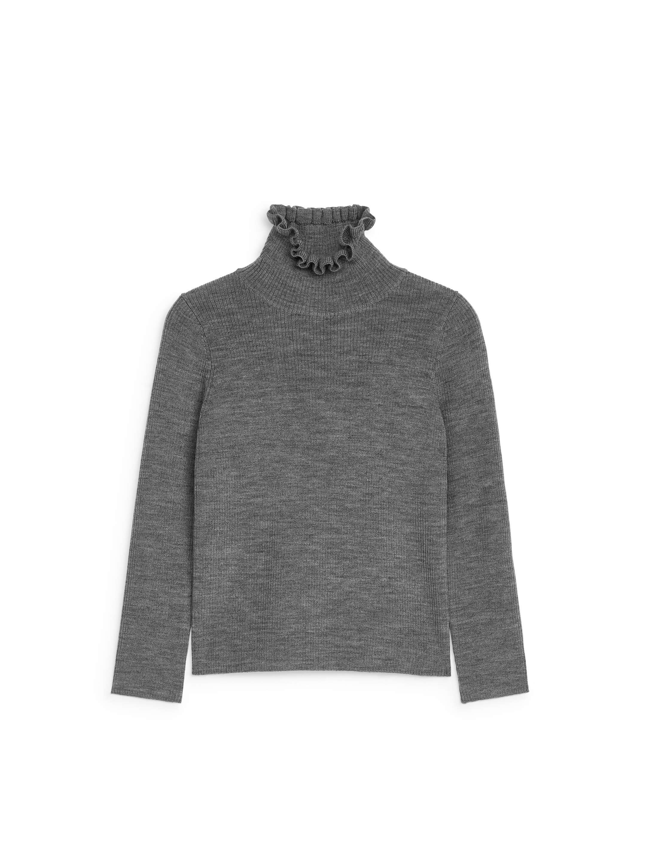 Größeres Bild ansehen: Wollpullover mit gerüschtem Kragen - Graumeliert - Kids | H&M DE 1