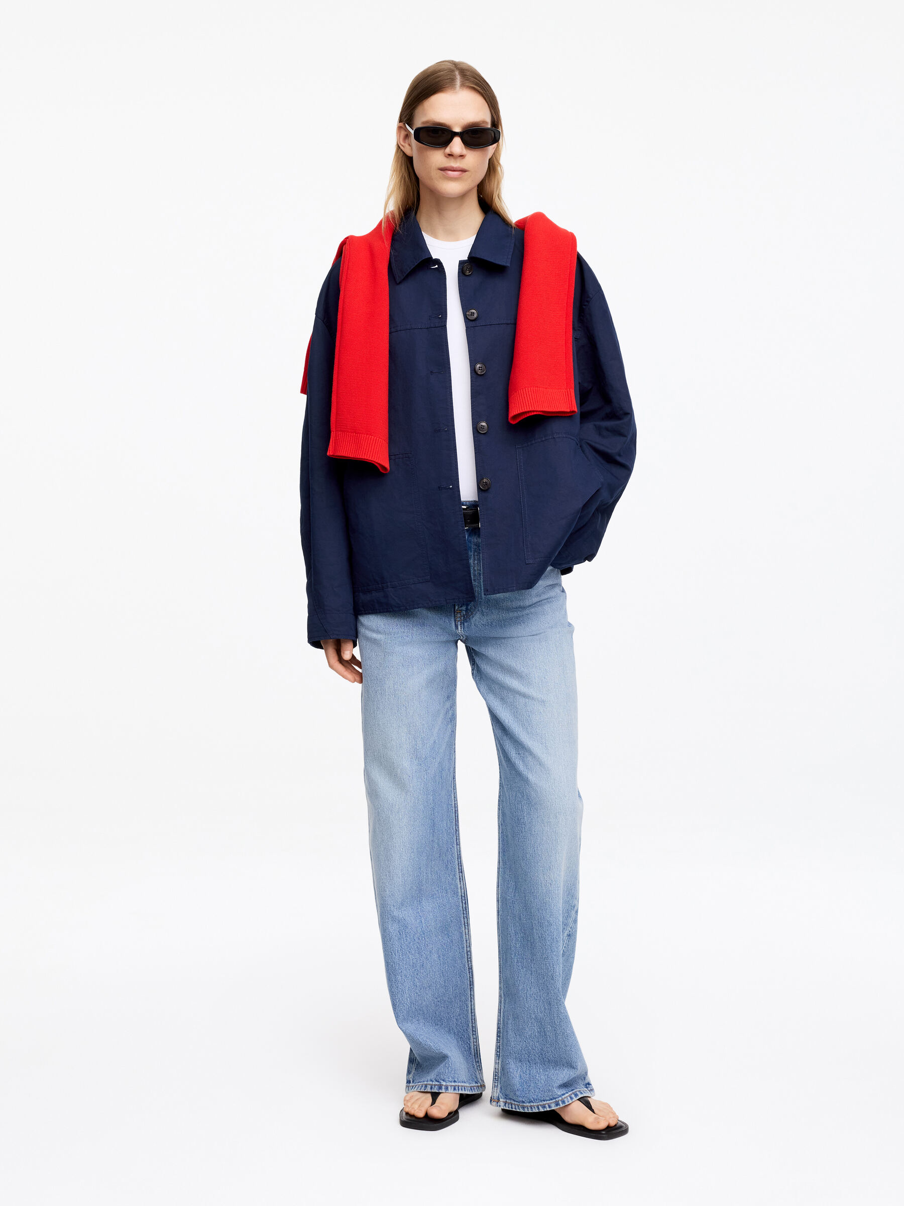 Linen-Cotton Overshirt - Dark Blue - Loose fit - Women - StillMedia/Lookbook - 5