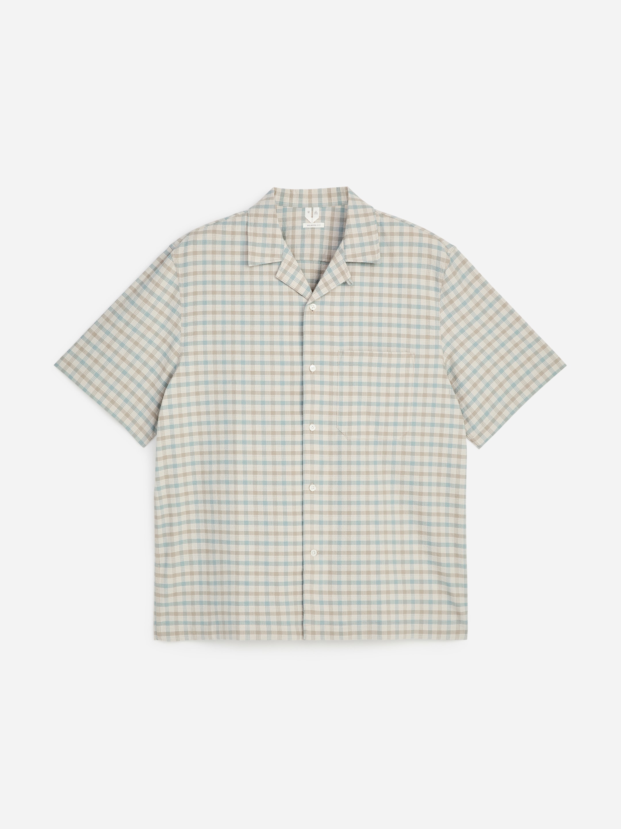 Seersucker Resort Shirt - Light Green/Checkered - Regular fit - Men - StillMedia/DescriptiveStillLife - 1