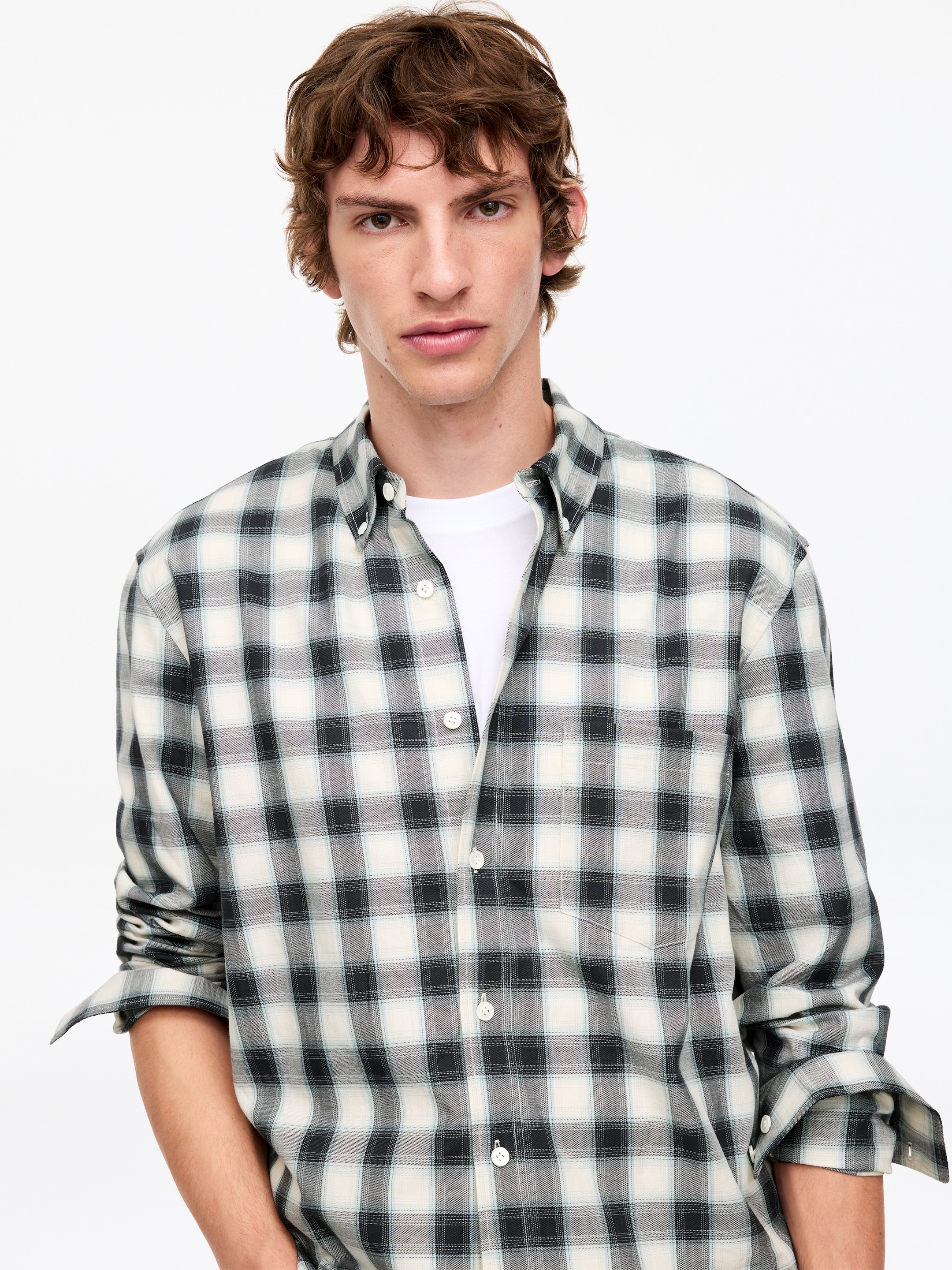 Regular Twill Shirt - Off White/Checkered - Regular fit - men - StillMedia/Lookbook - 4