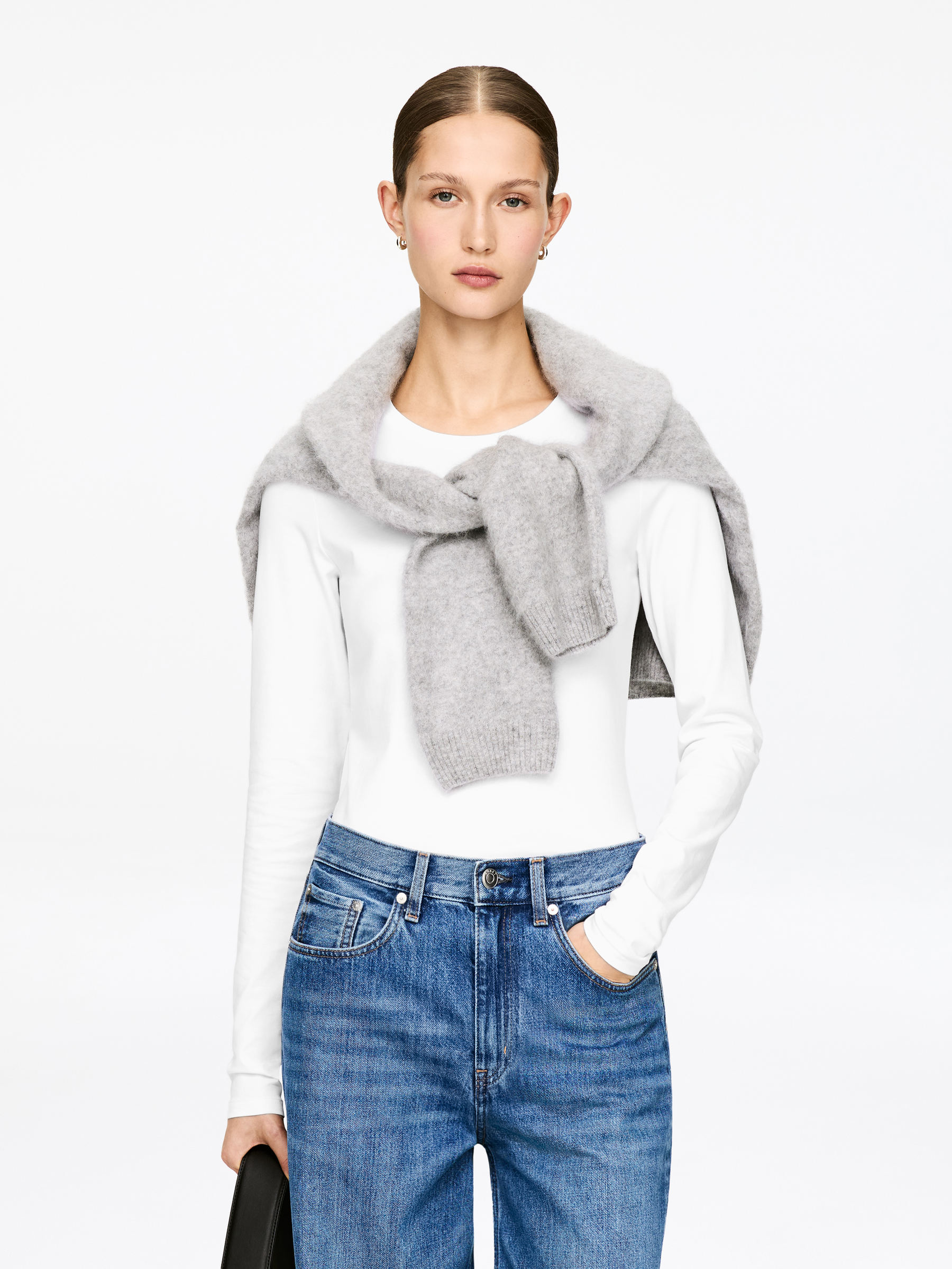 Cotton Stretch Long-Sleeve T-Shirt-#FFFFFF-17634