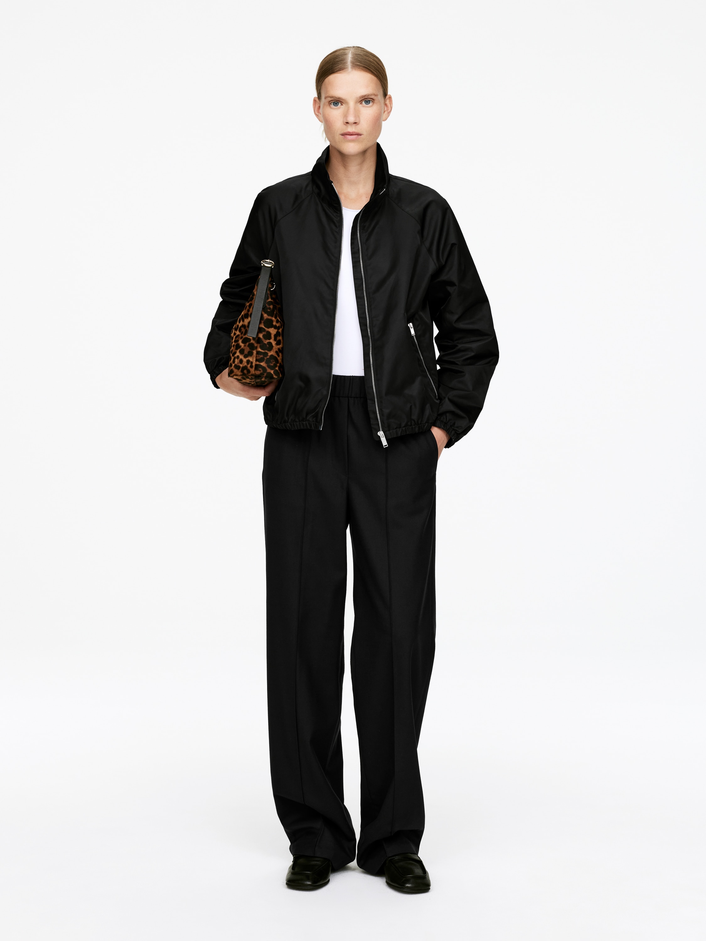 Elegante broek met elastische taille - Zwart/Donkergrijs/Donkergroen