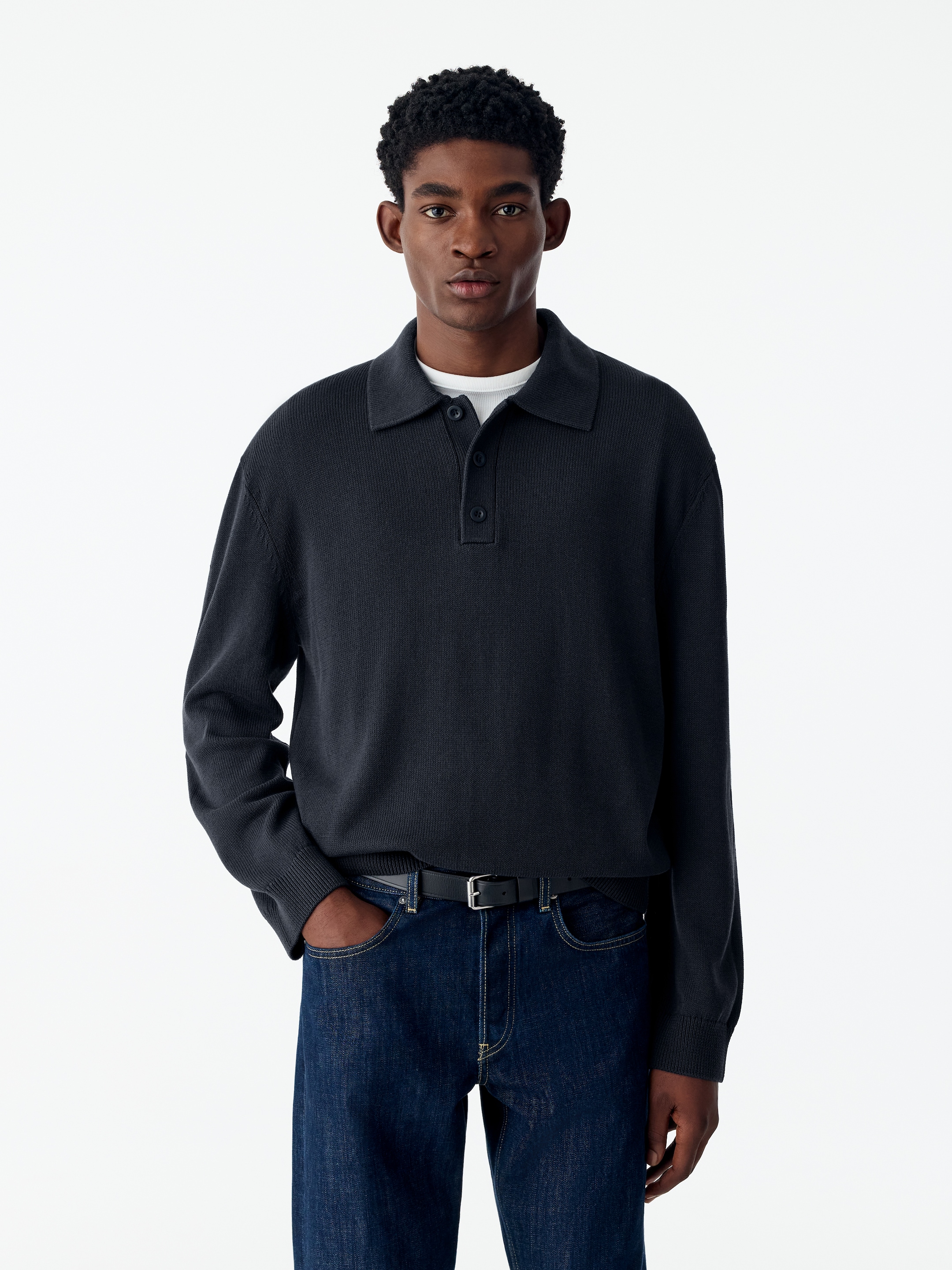 Cotton Lyocell Polo Shirt - Dark Blue - Regular fit - men - StillMedia/Lookbook - 10