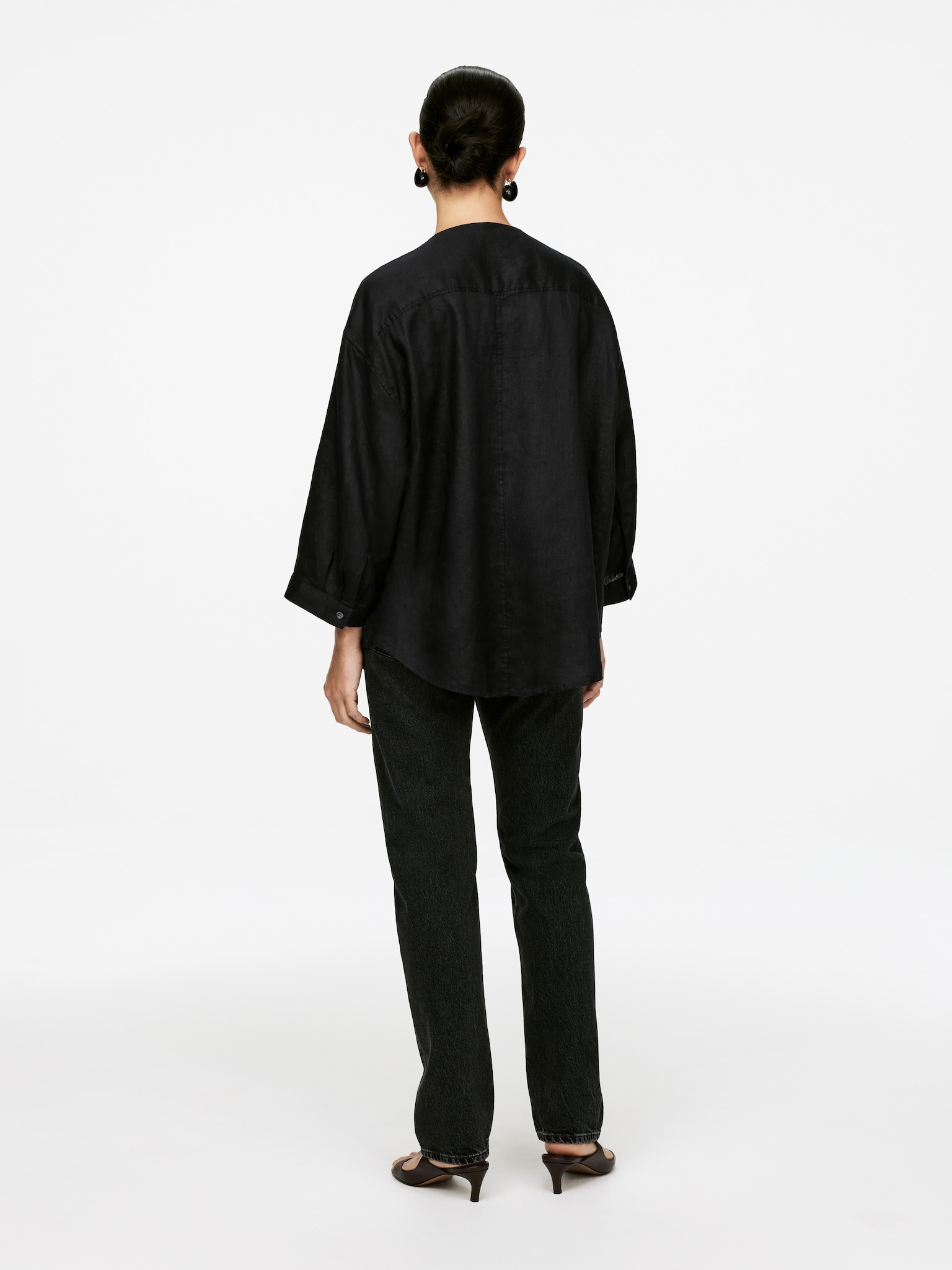 Linen Blouse - Black - 4