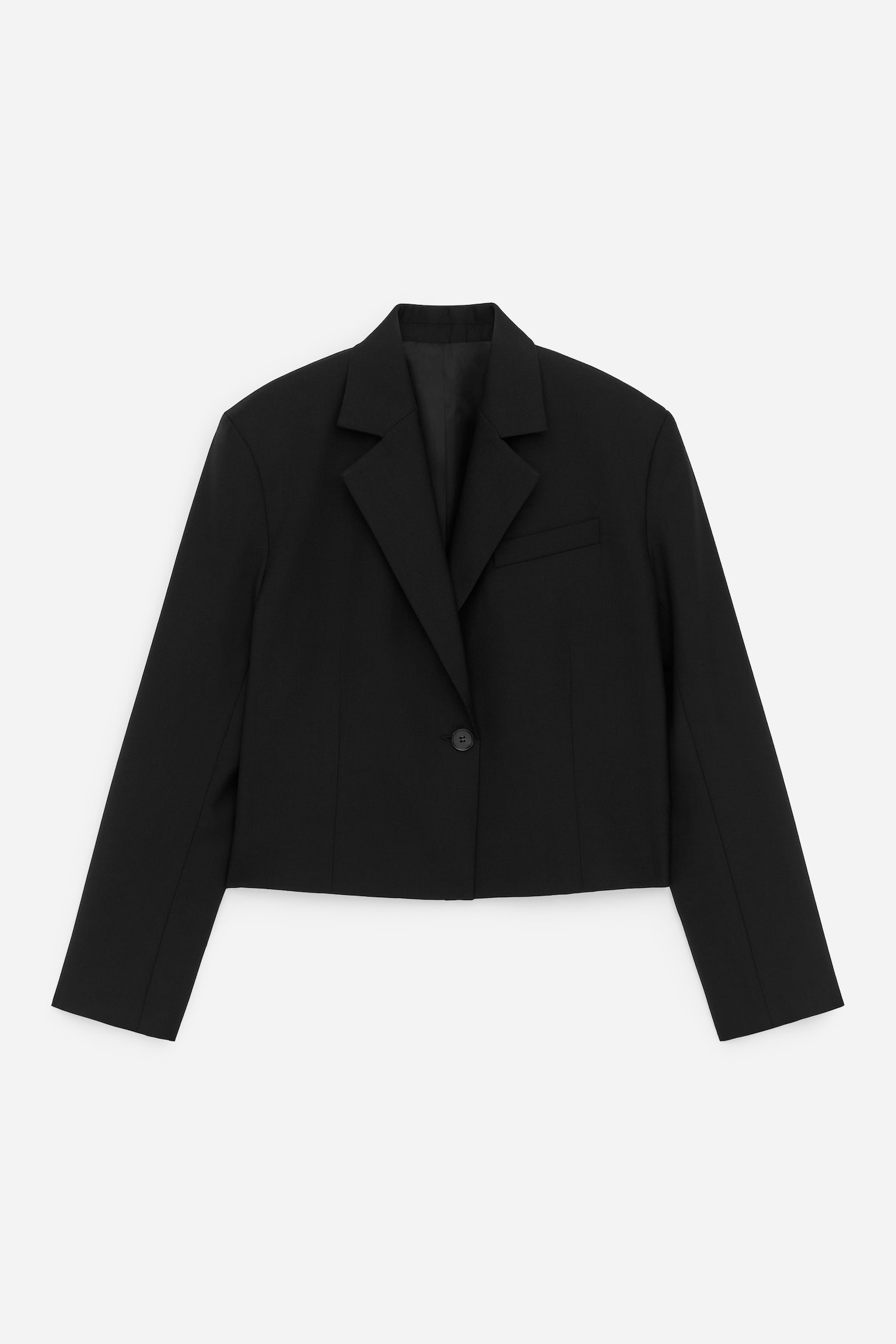 Krótka wełniana marynarka - Czarny - 2