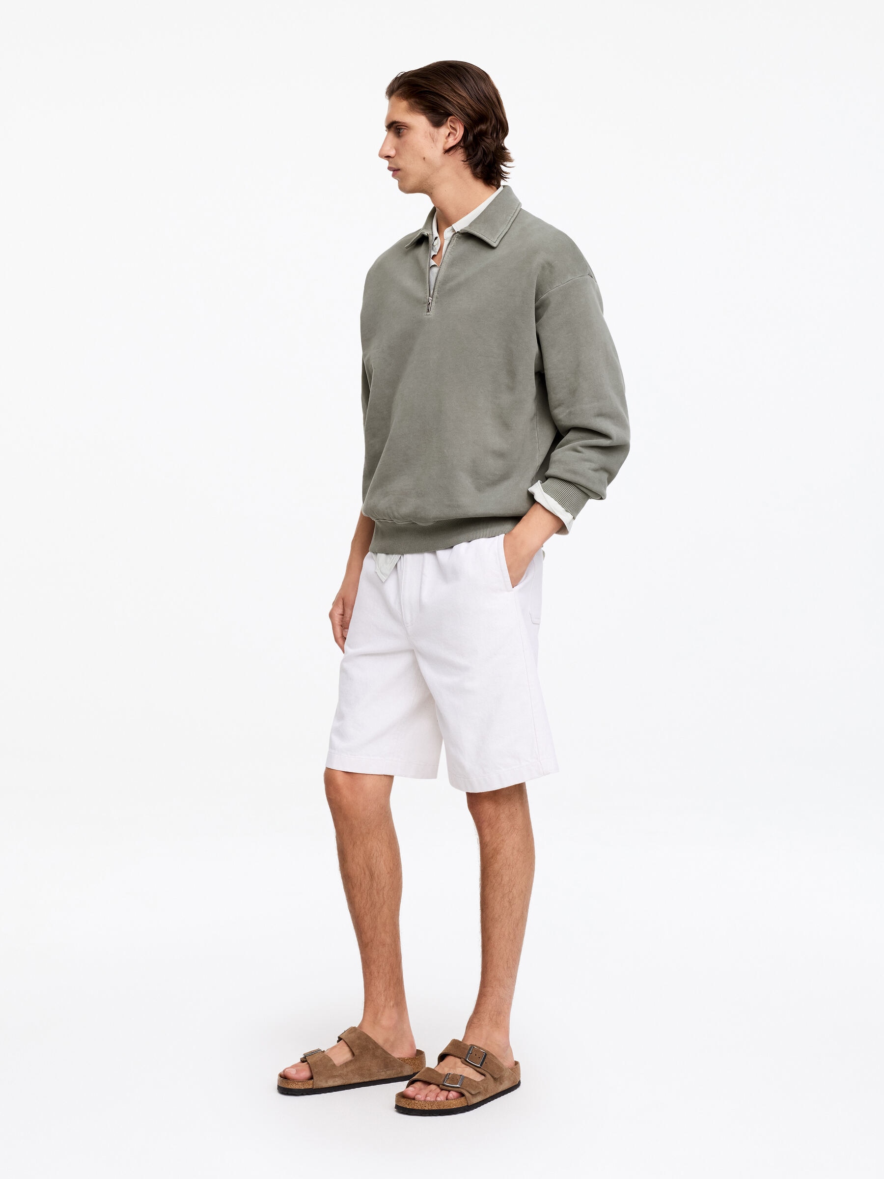 Half-Zip Sweatshirt - Grey - Relaxed fit - Men - StillMedia/Lookbook - 2