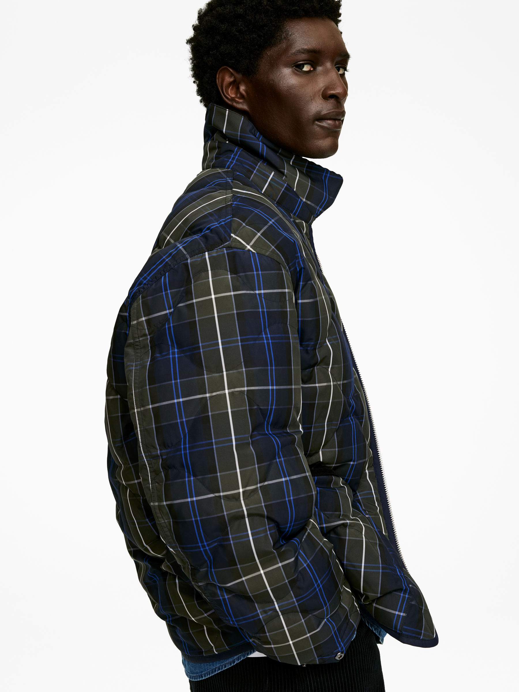 ARKET and Barbour Quilted Jacket - Dark Green/Checkered - Regular fit - Men - StillMedia/Lookbook - 8