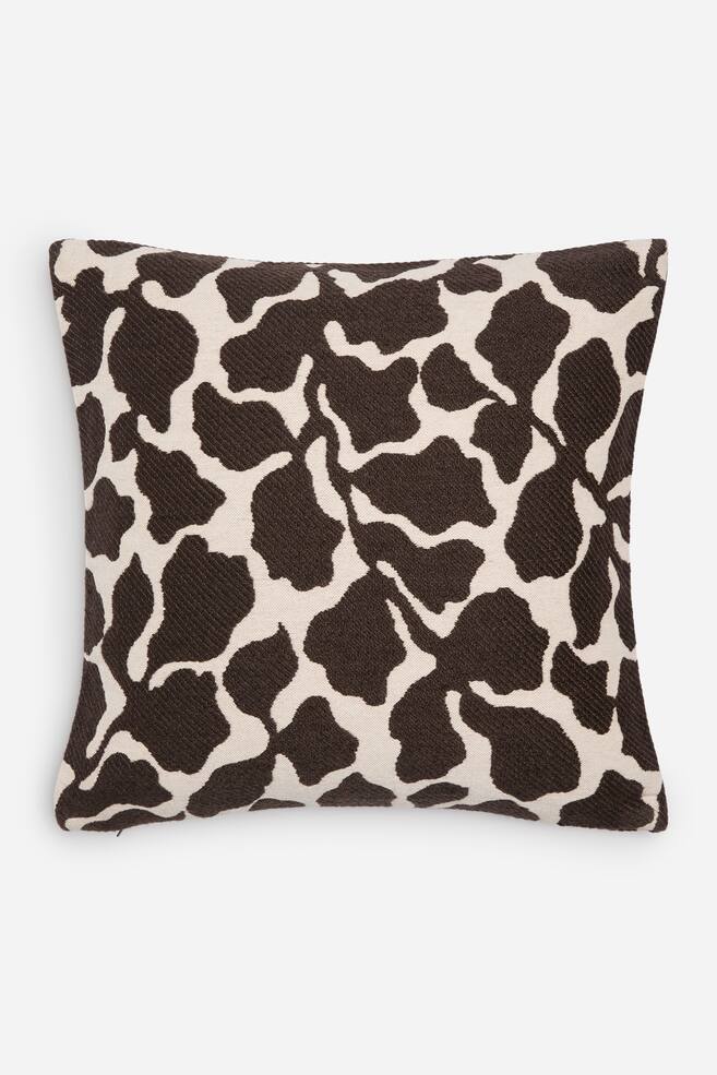 Housse de coussin en coton et laine 50 x 50 cm - Blanc/Marron - 1