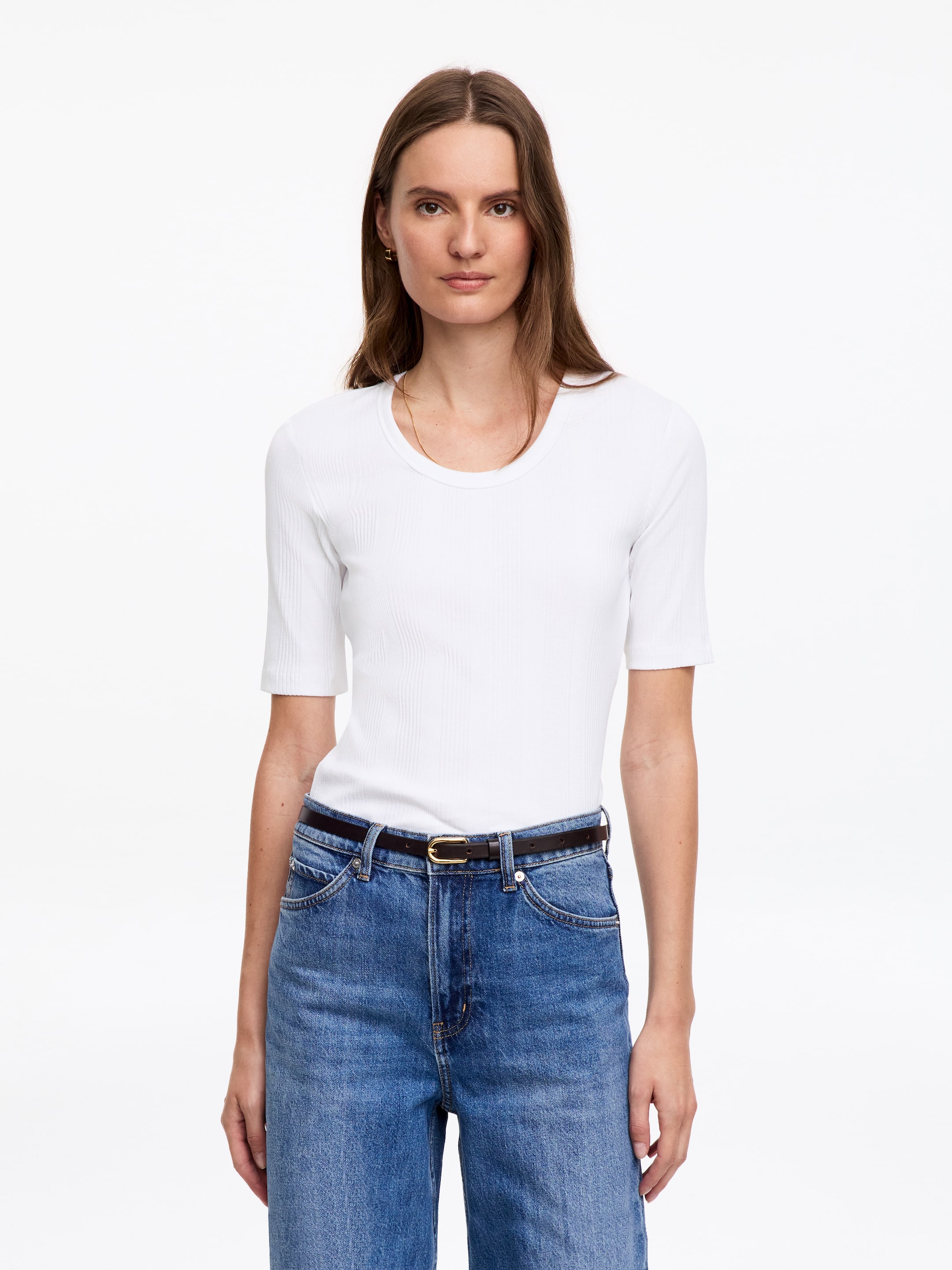 Rib T-shirt-White-19930