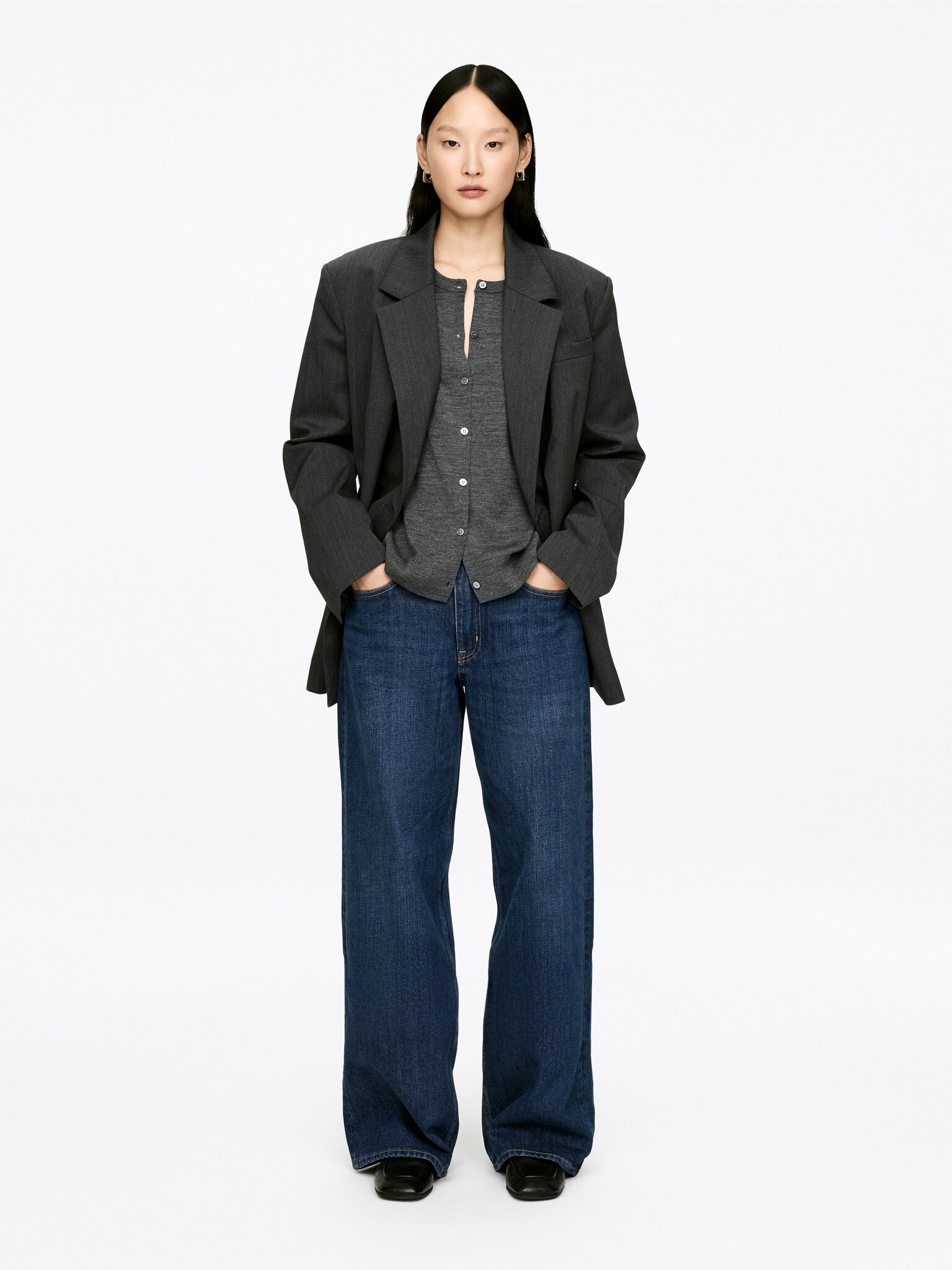 CLOUD jeans i loose fit med vide ben - Mellemblå/grå/Forvasket blå/Mørkeblå/Mørkeblå/Mellemblå