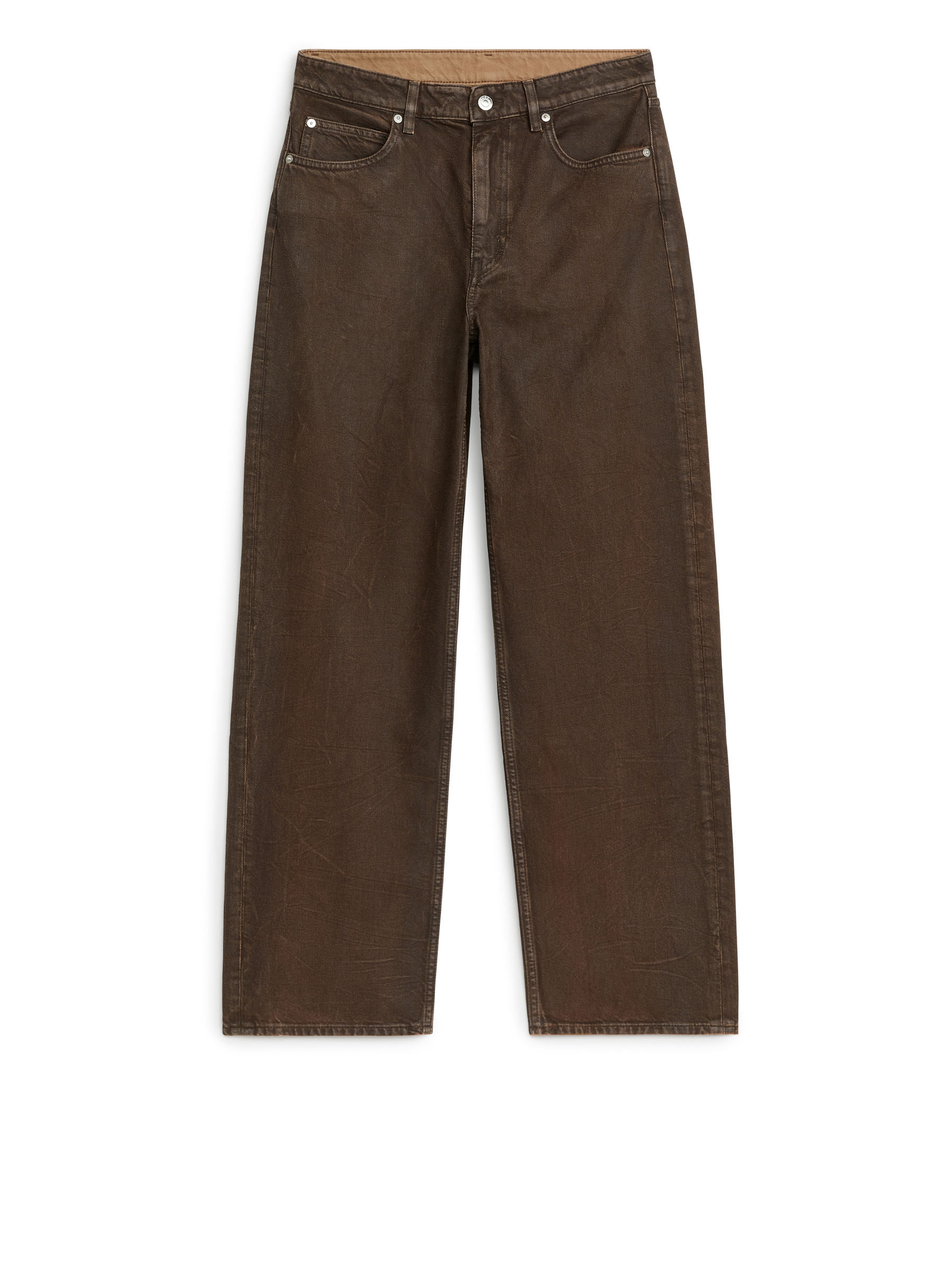 PETAL Low Loose Jeans - Coated Brown - Loose fit - Women - StillMedia/DescriptiveStillLife - 2